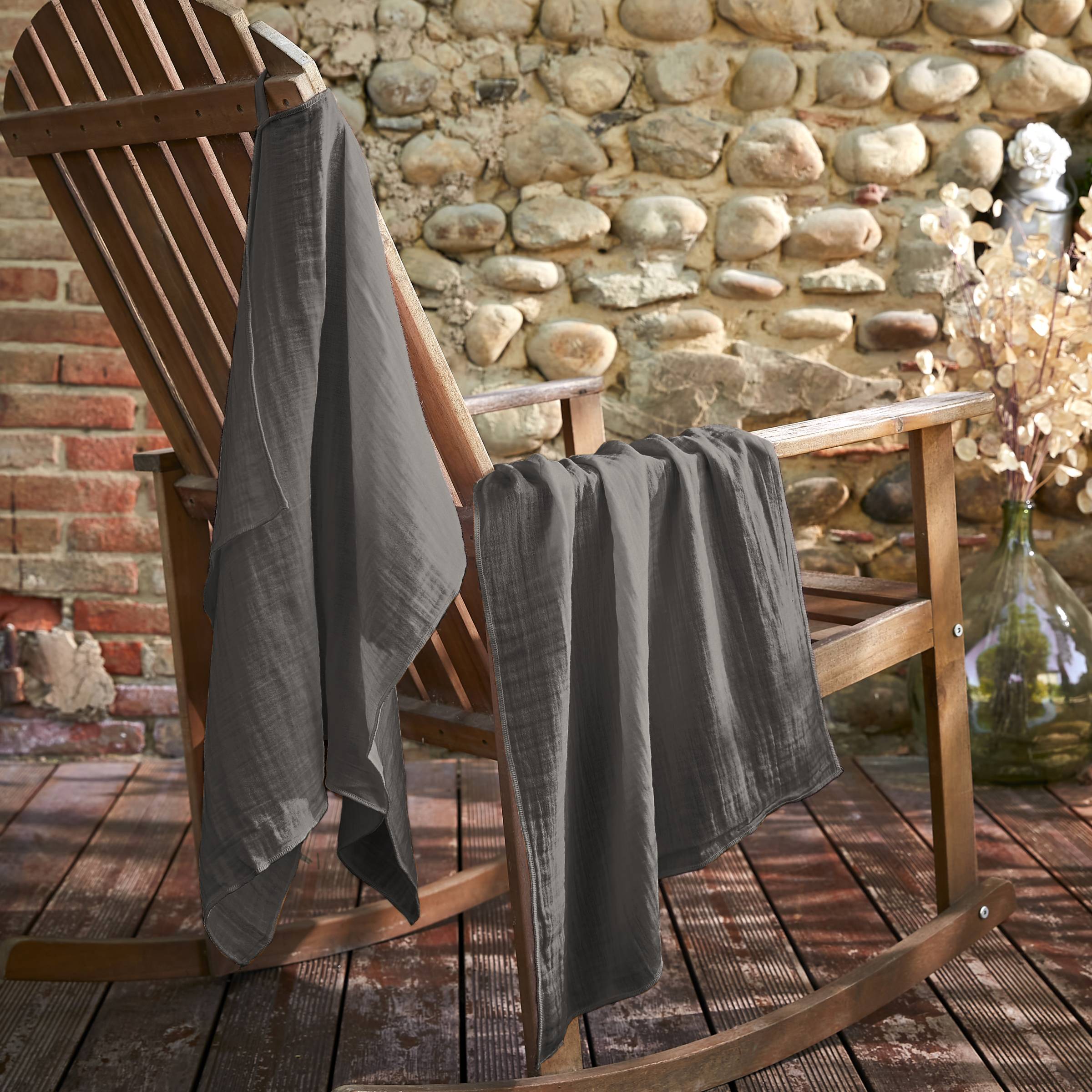 Dark grey muslin hand towel - set of 2