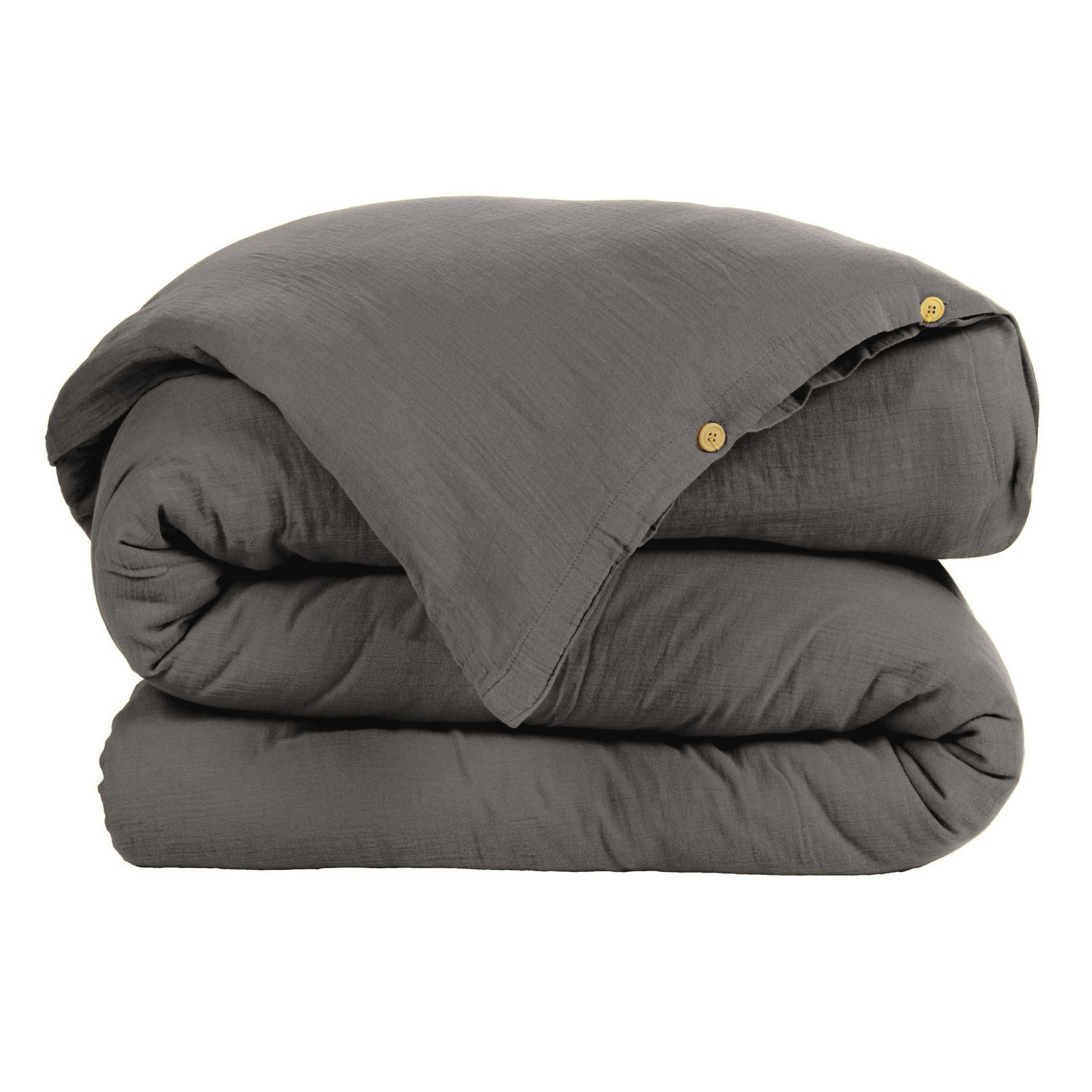 Dark grey muslin duvet cover