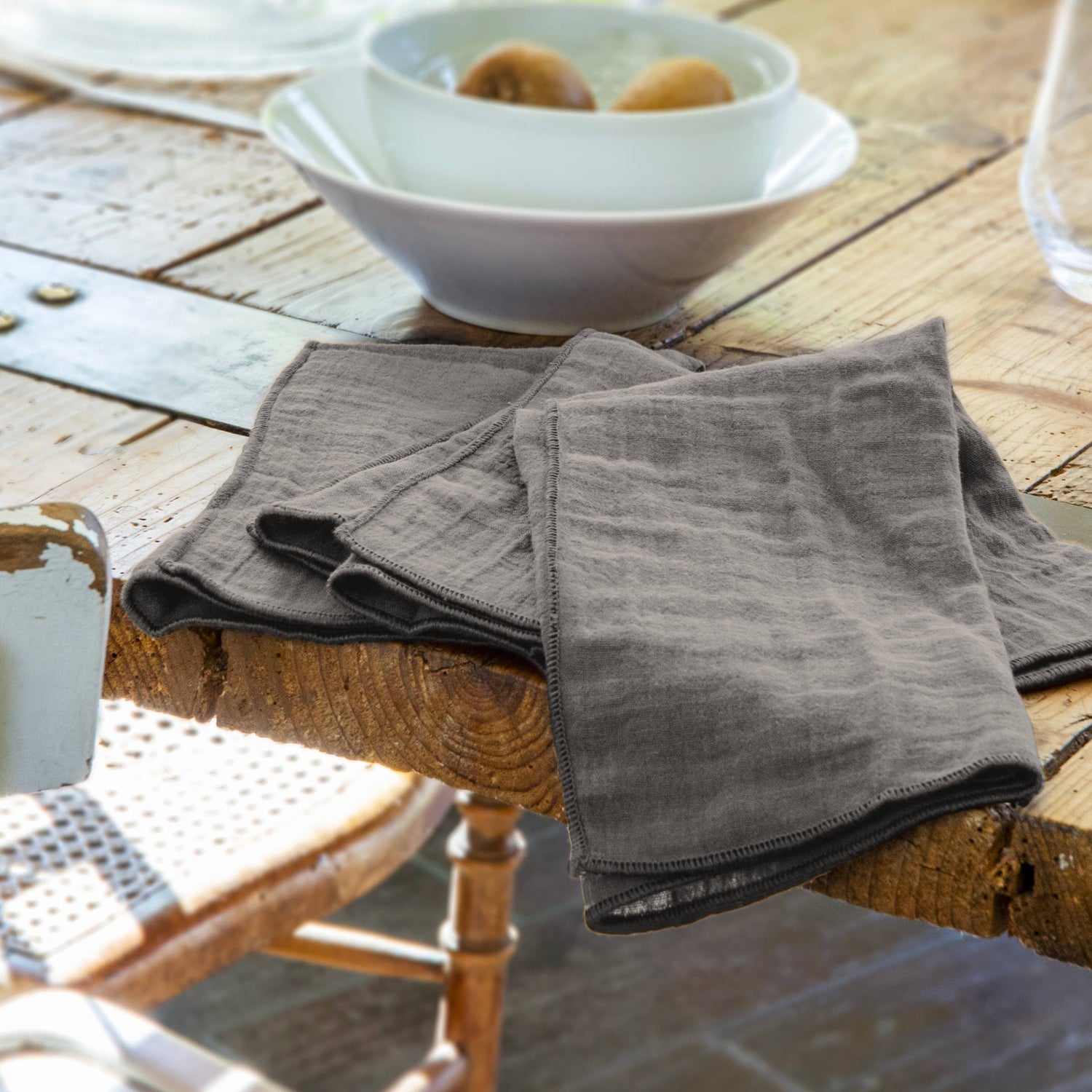 Dark grey muslin napkin - set of 3