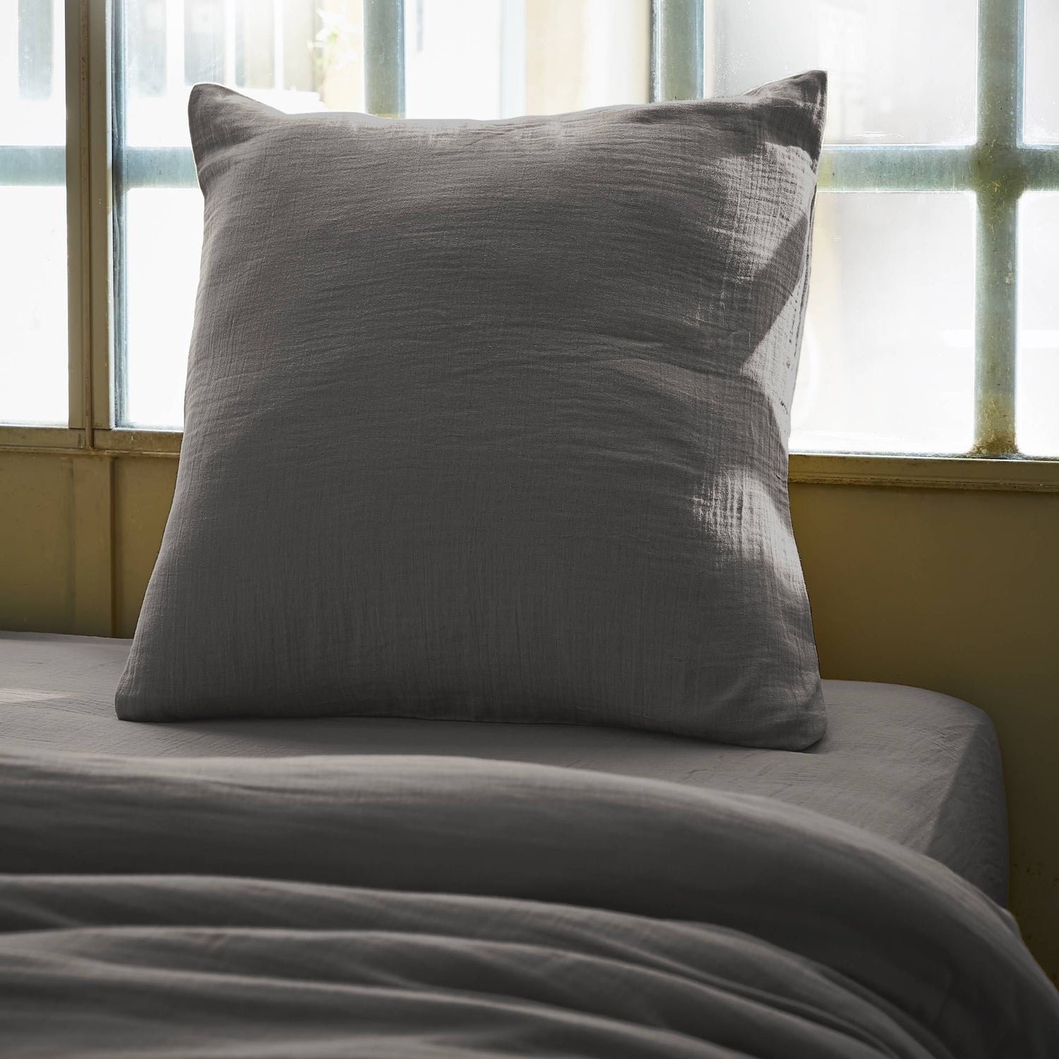 Dark grey muslin pillowcase