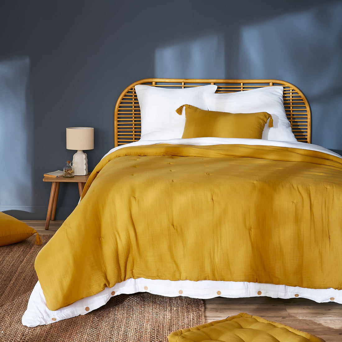 Saffron muslin bedspread