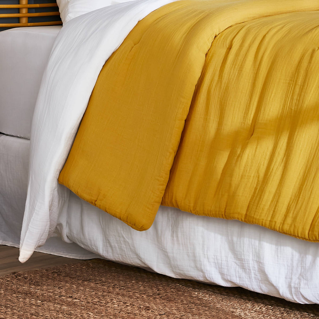 Saffron muslin bedspread