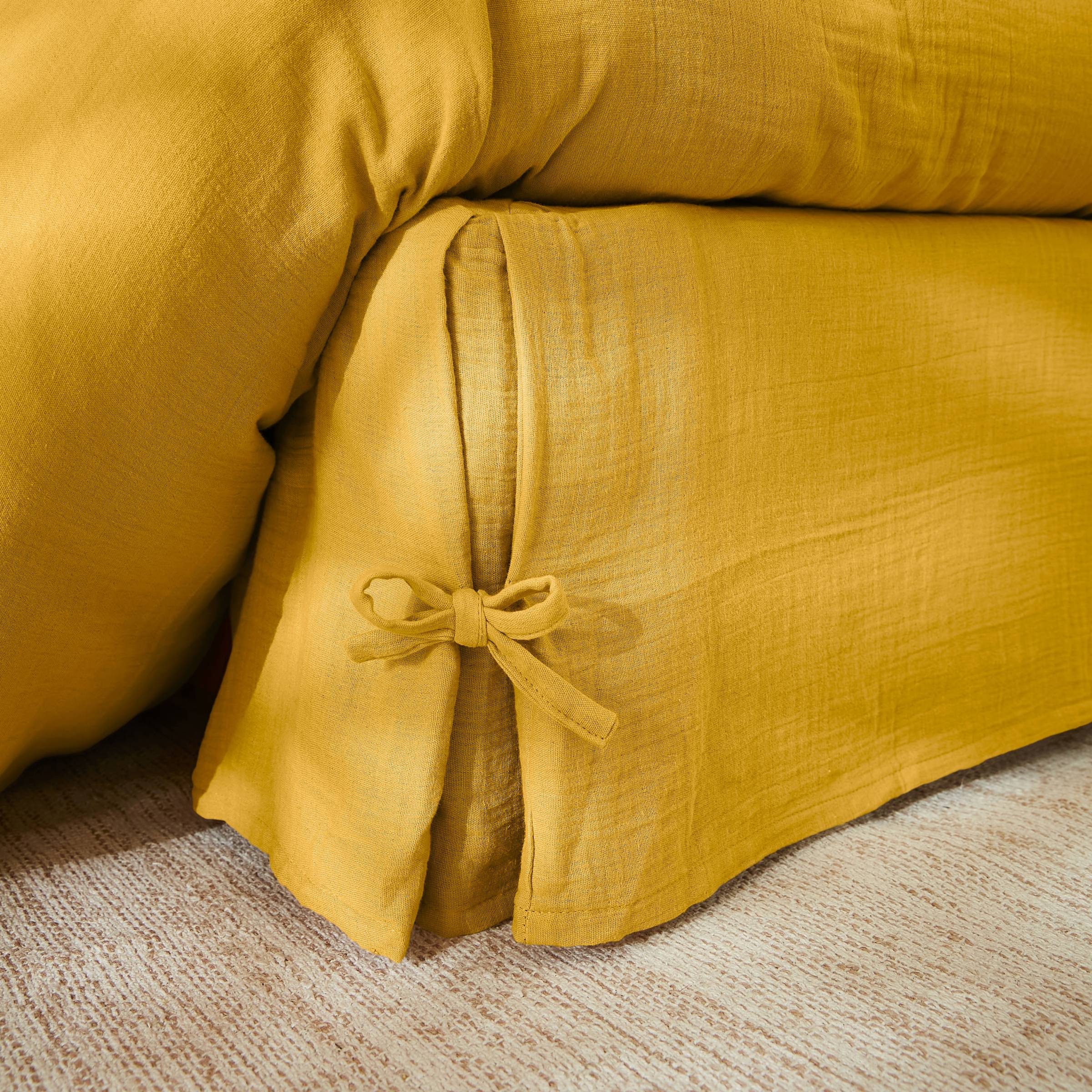 Saffron muslin bed skirt