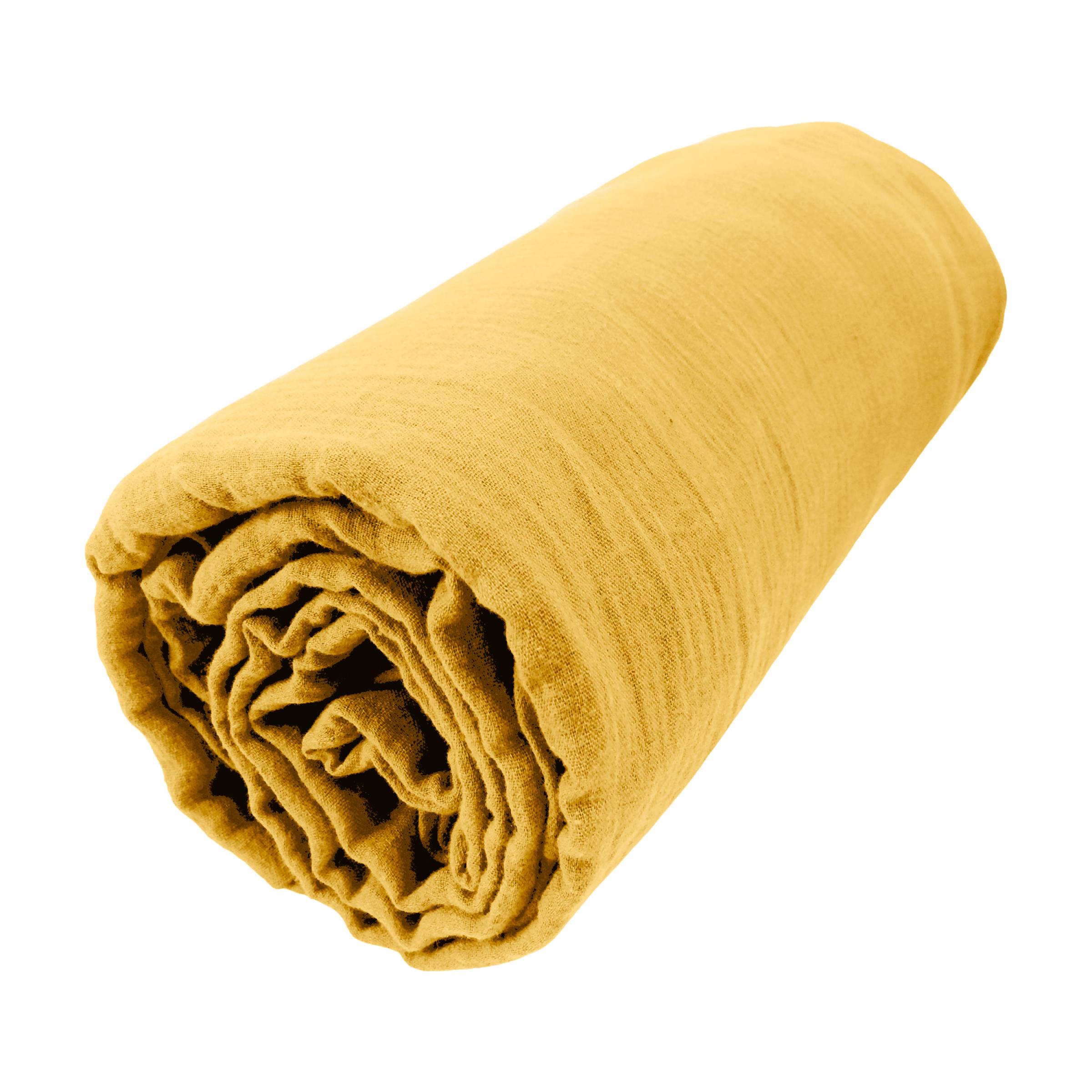 Saffron muslin fitted sheet