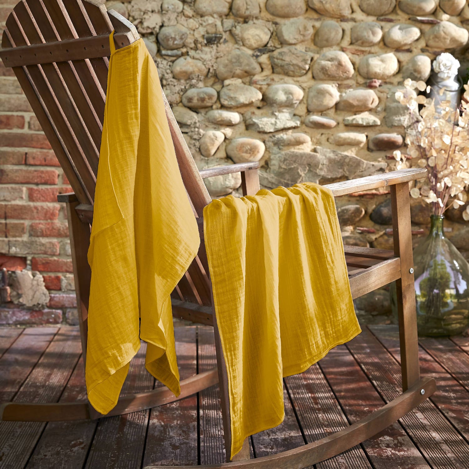 Saffron muslin hand towel - set of 2