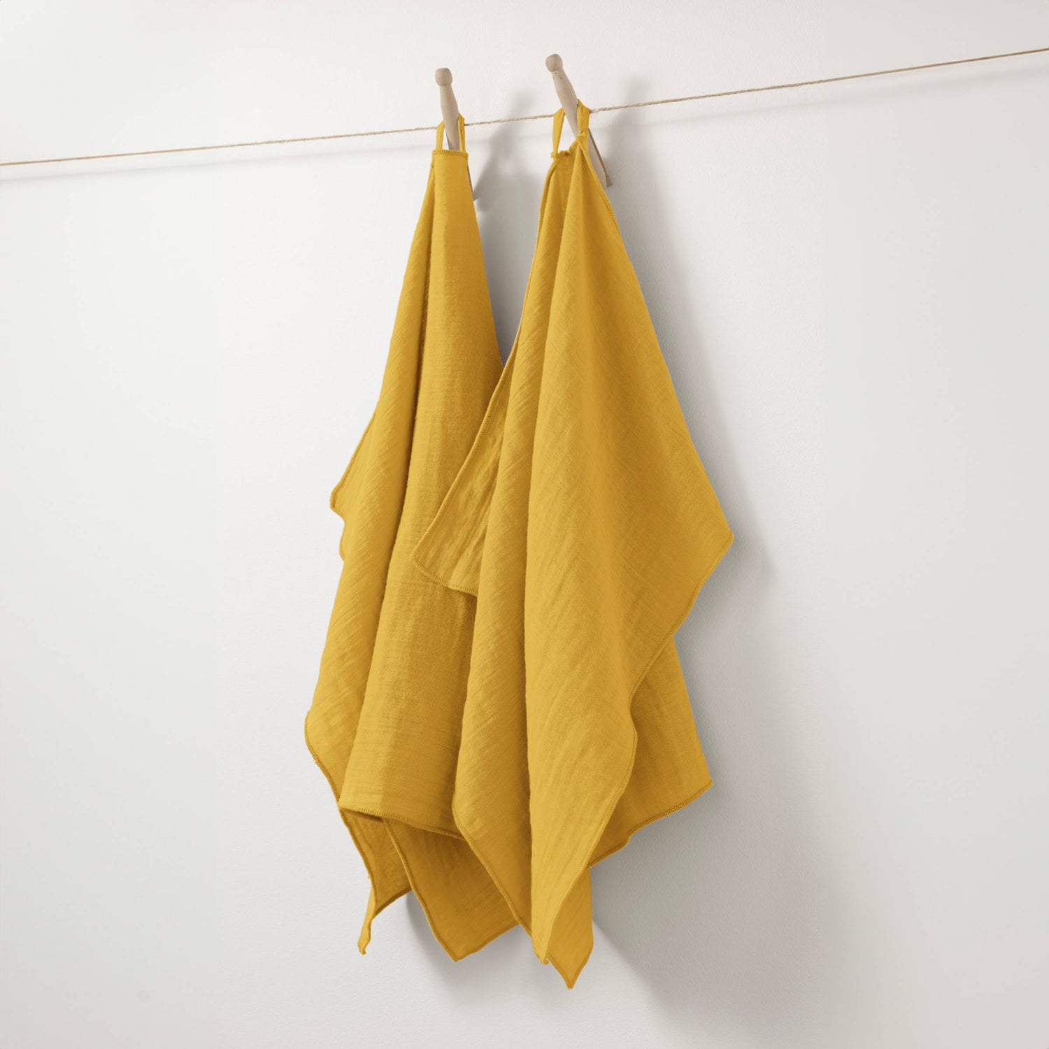 Saffron muslin hand towel - set of 2
