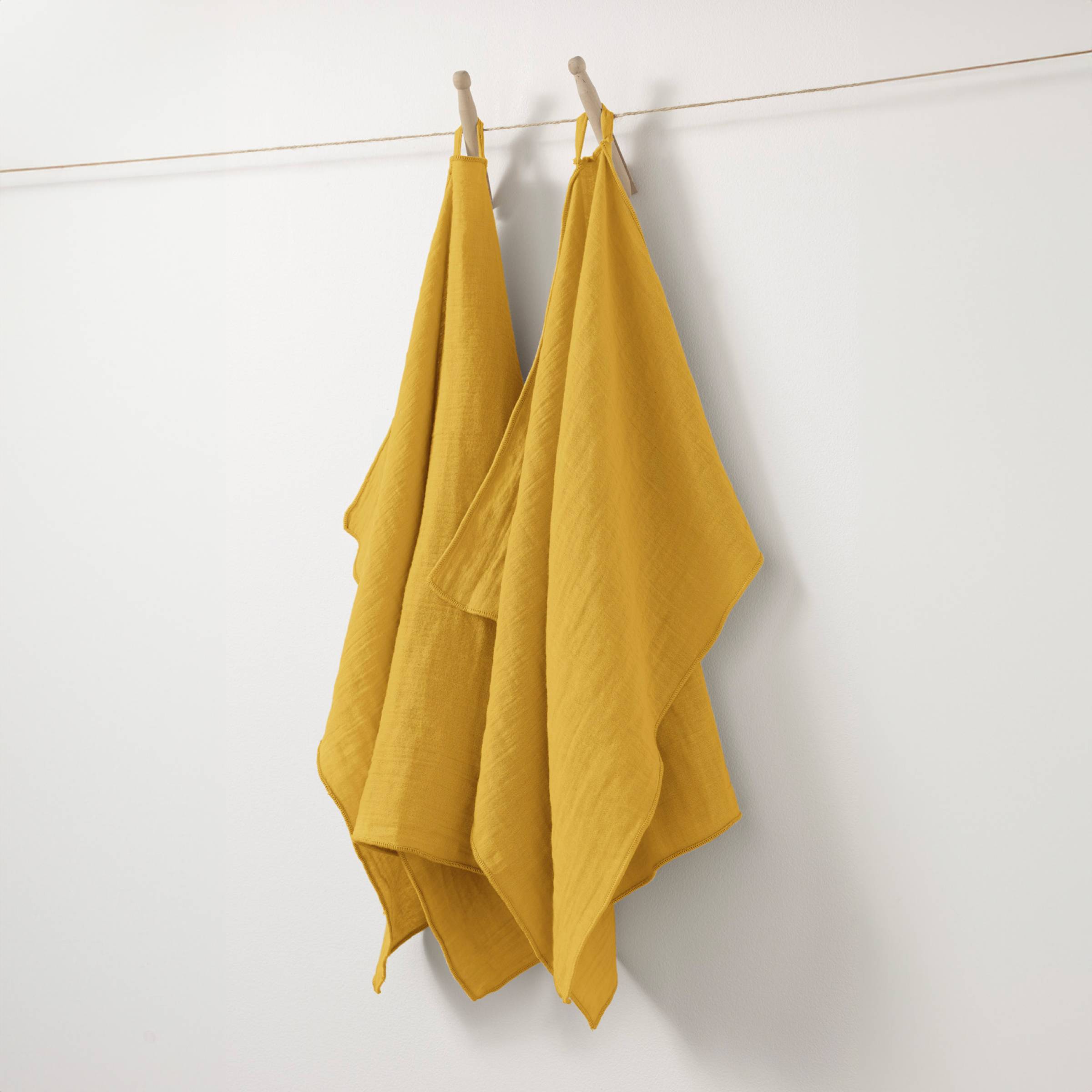 Saffron muslin hand towel - set of 2