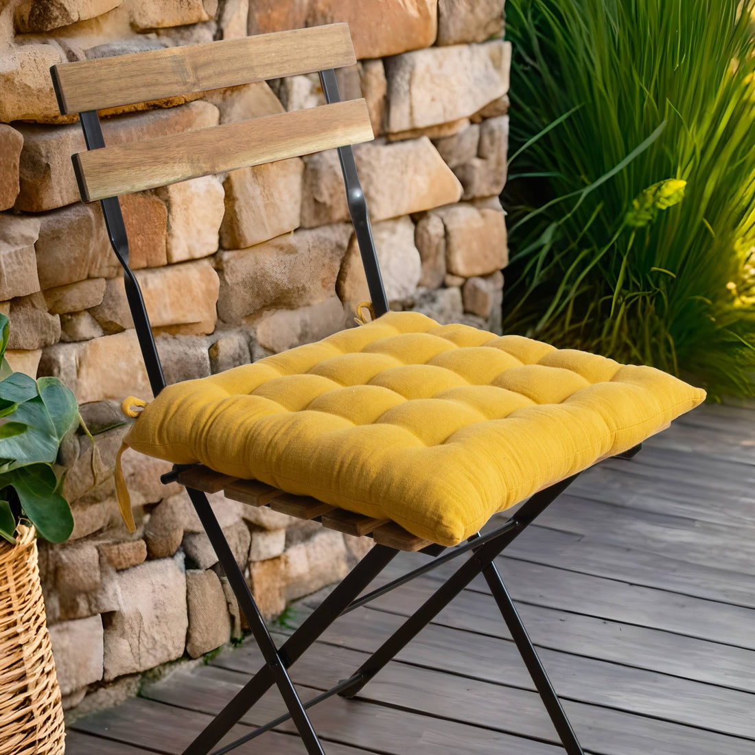 Saffron muslin chair cushion