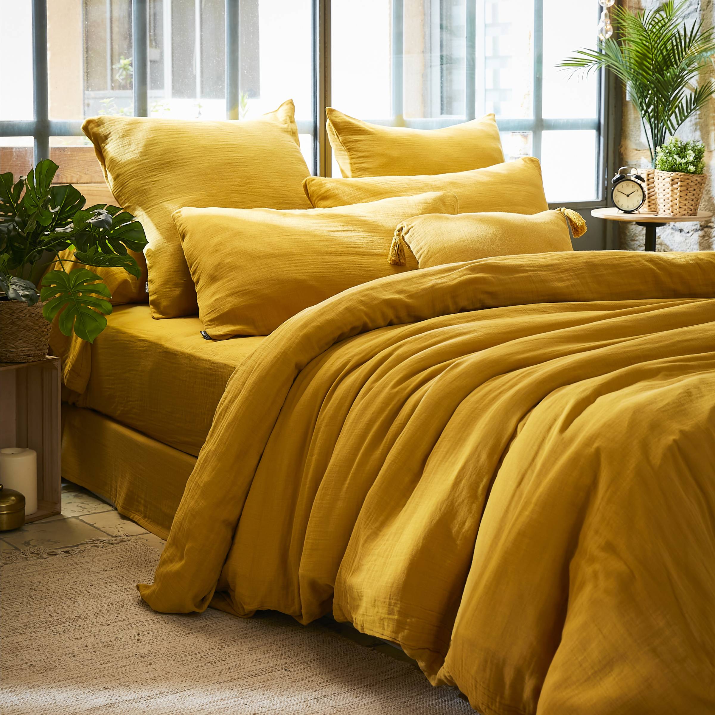 Saffron muslin duvet cover