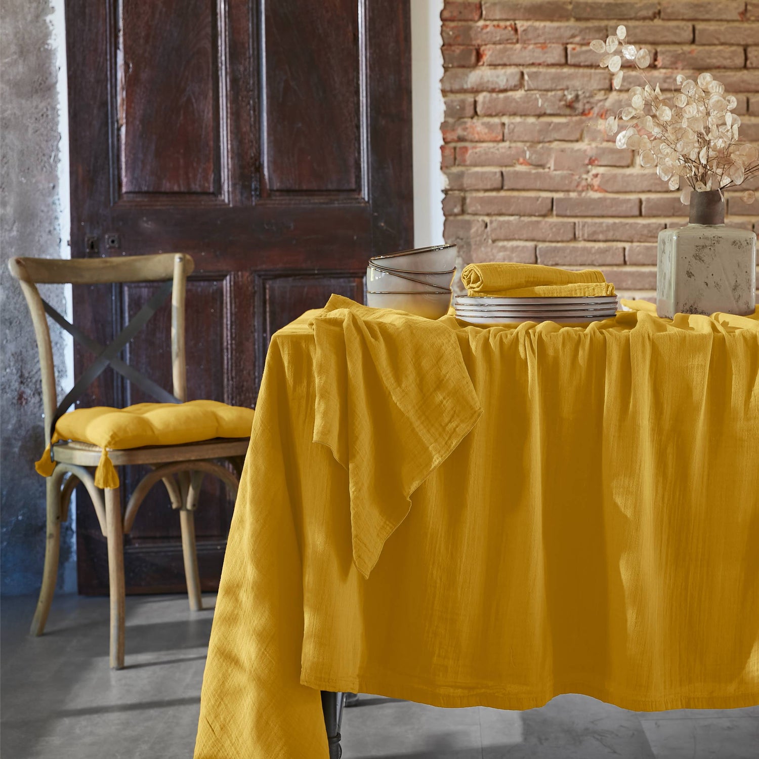 Saffron muslin napkin - set of 3
