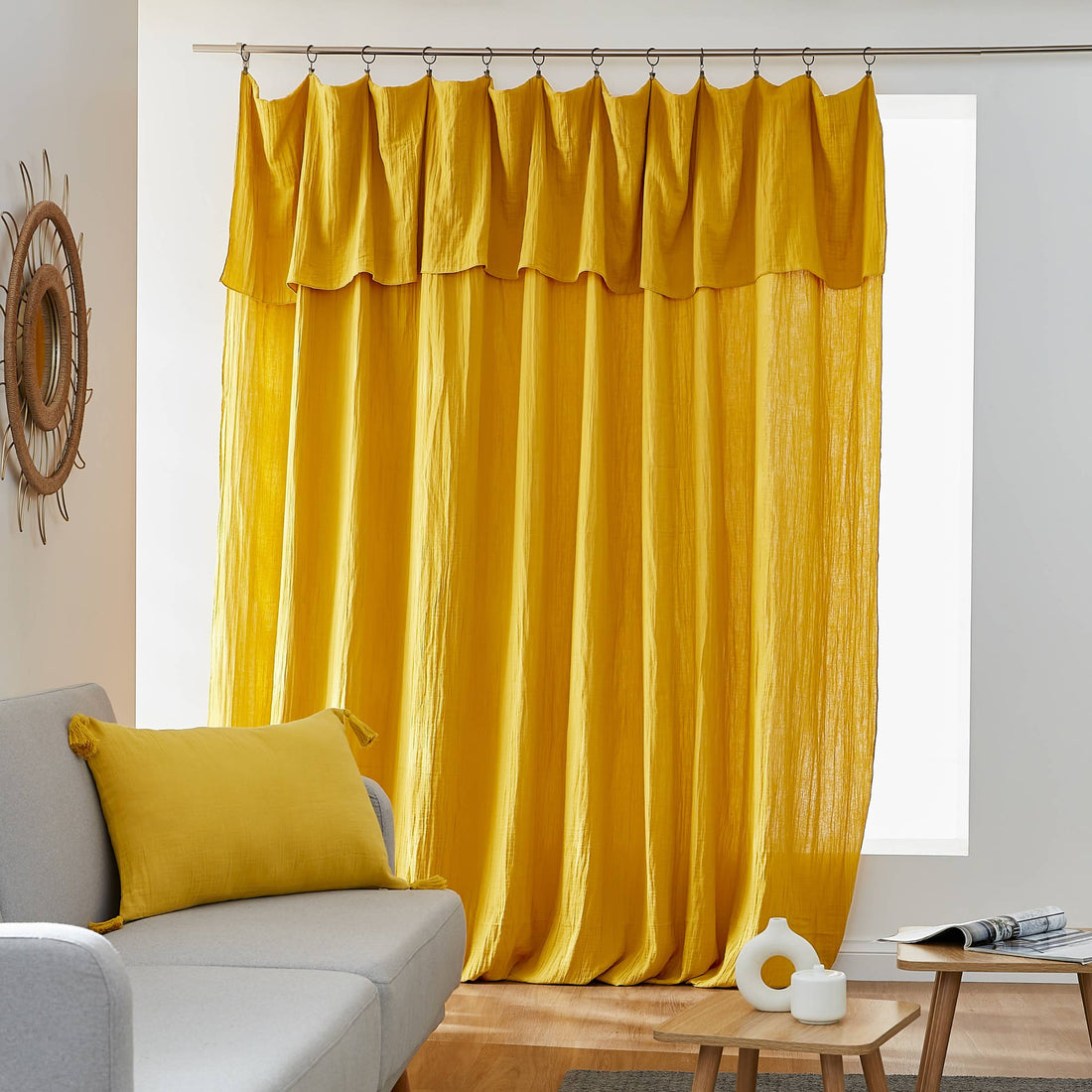 Saffron adjustable muslin curtain