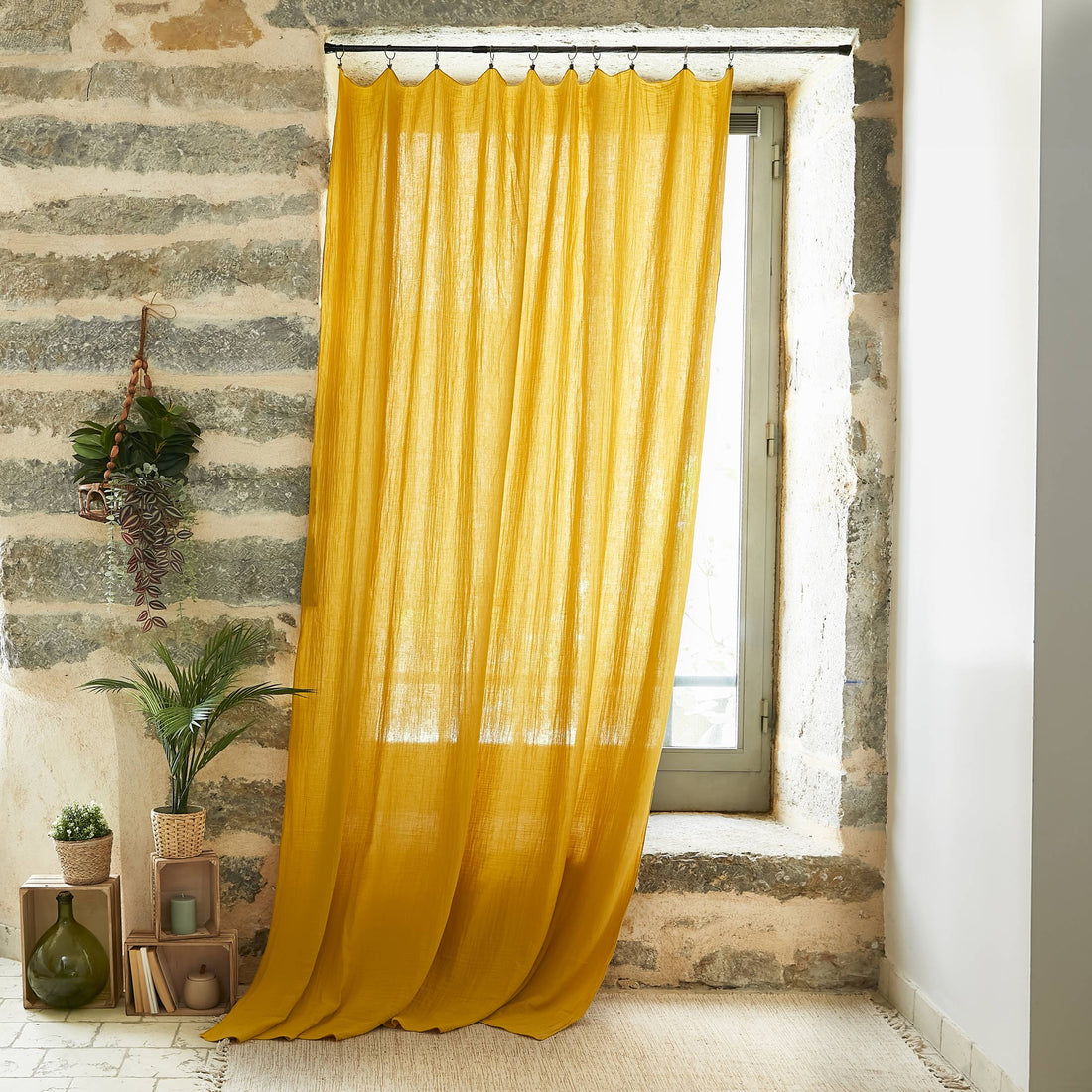 Saffron adjustable muslin curtain