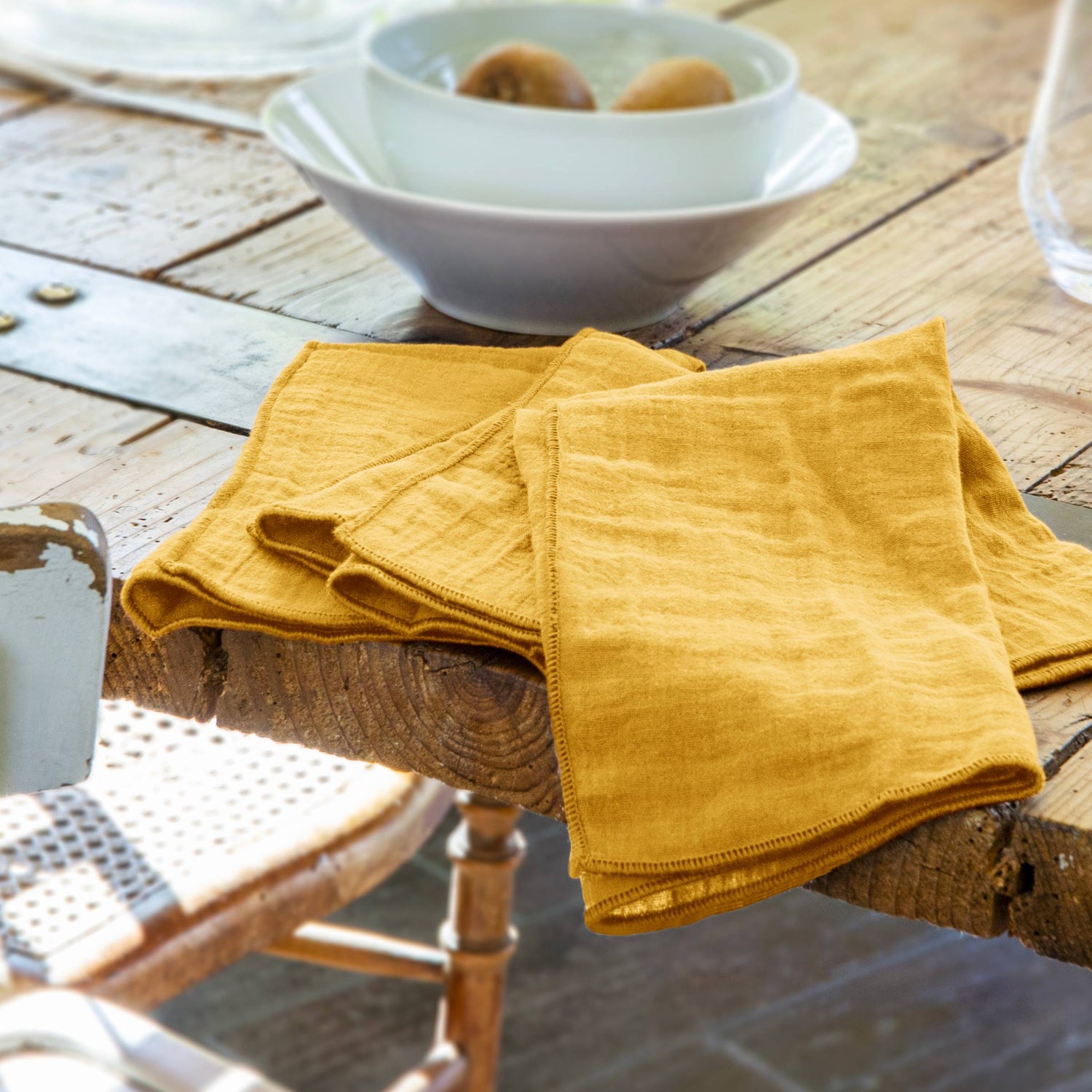 Saffron muslin napkin - set of 3