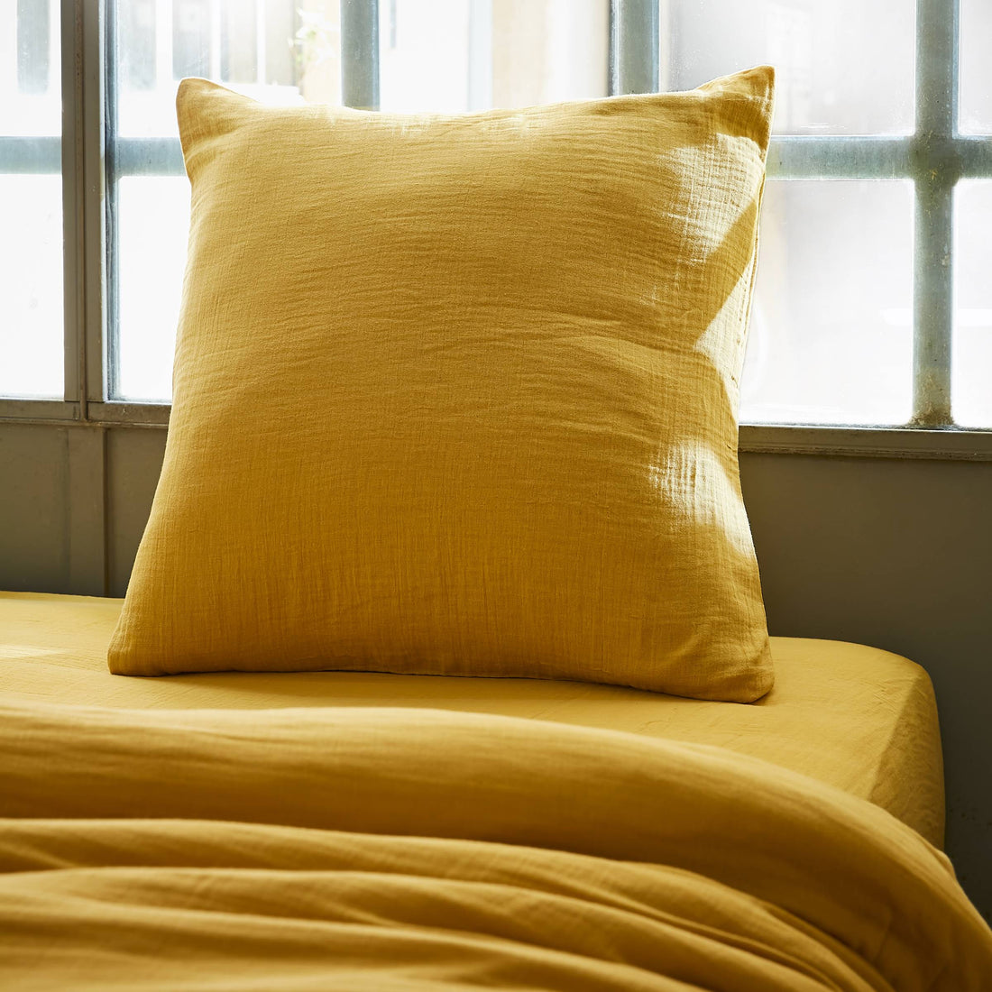 Saffron muslin pillowcase