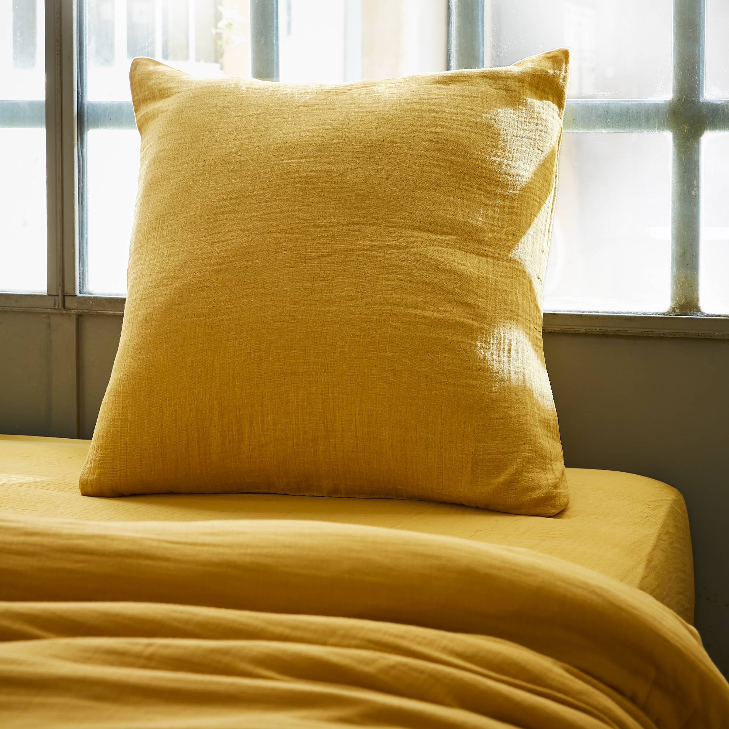 Saffron muslin pillowcase