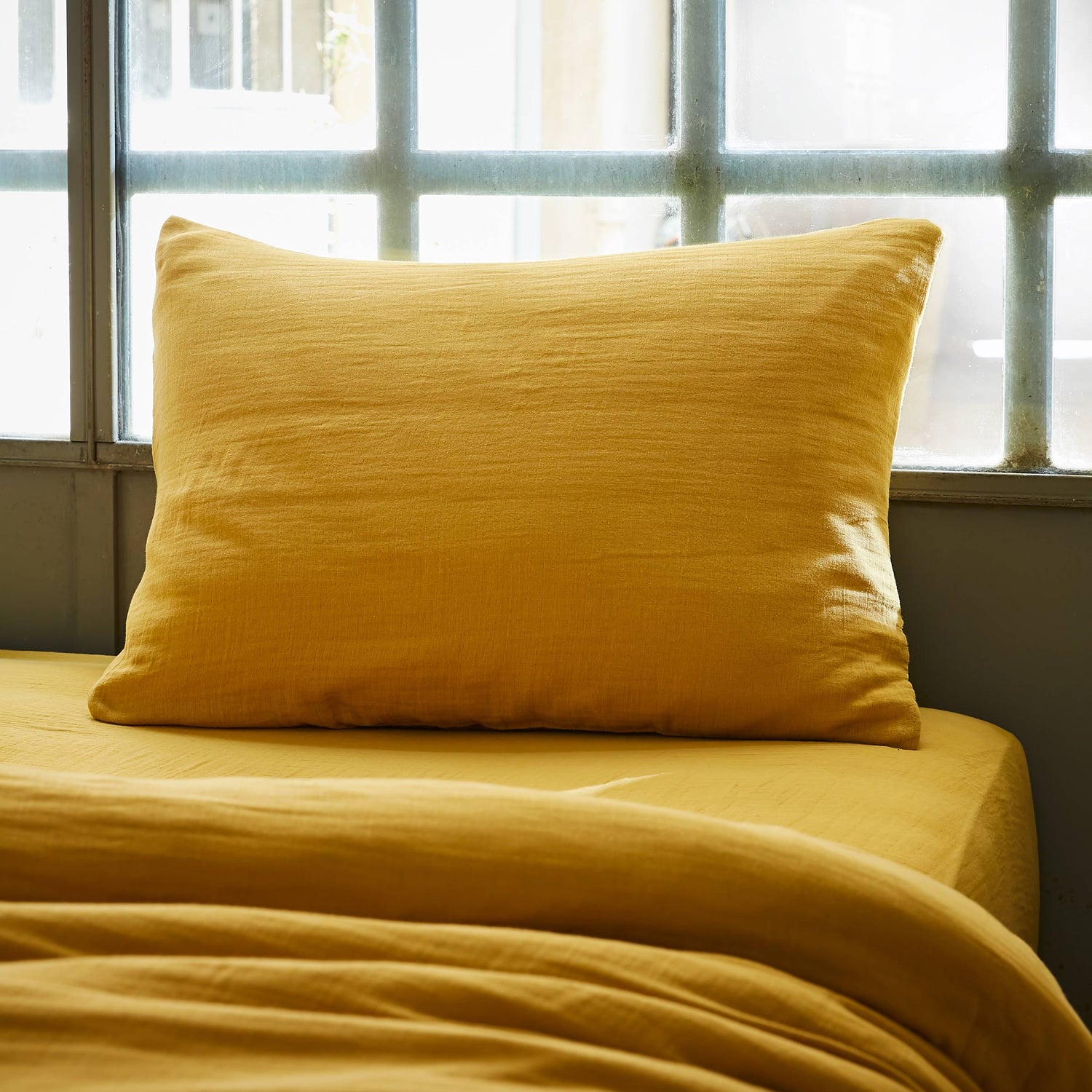 Saffron muslin pillowcase