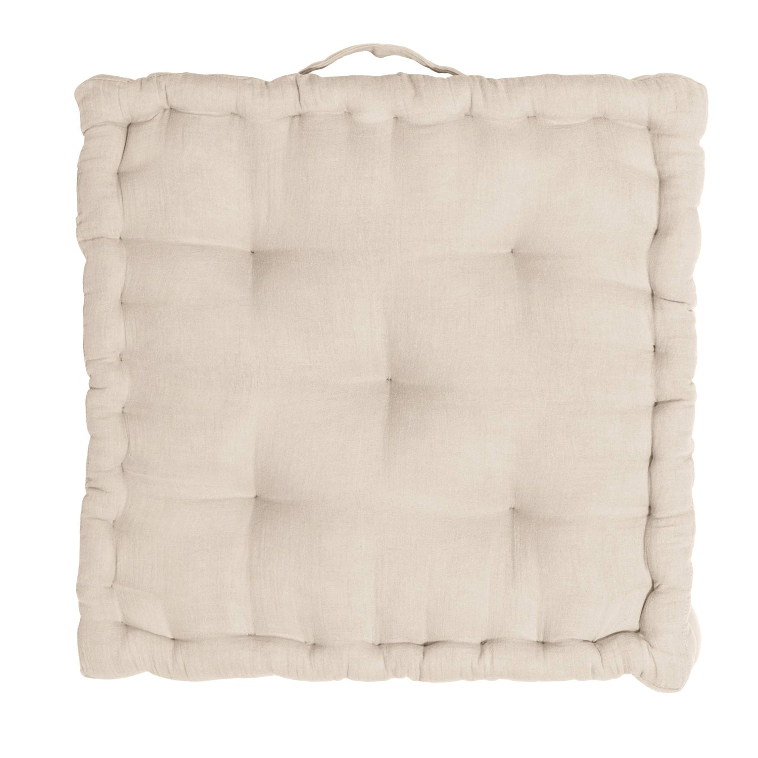 Beige muslin floor cushion