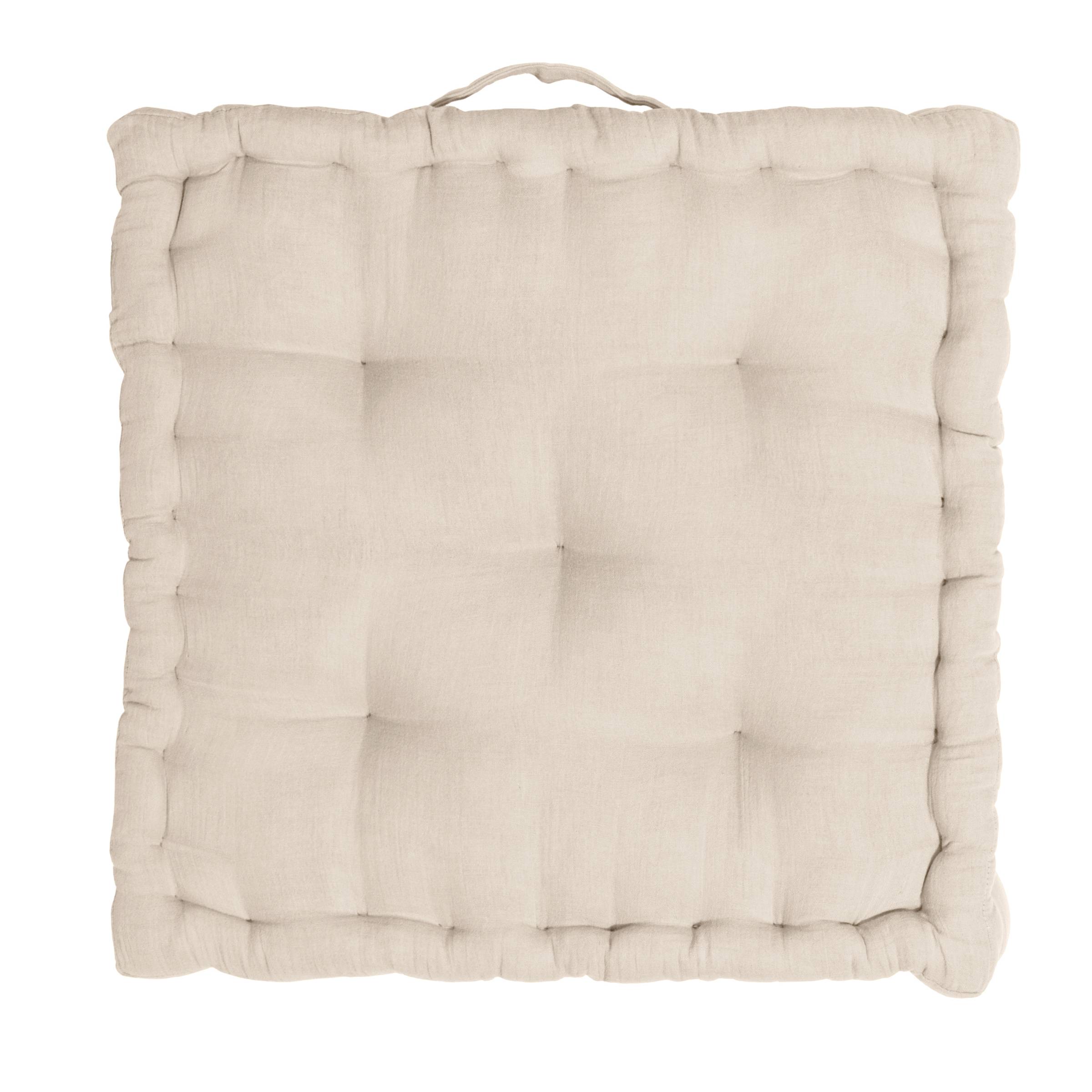 Beige muslin floor cushion