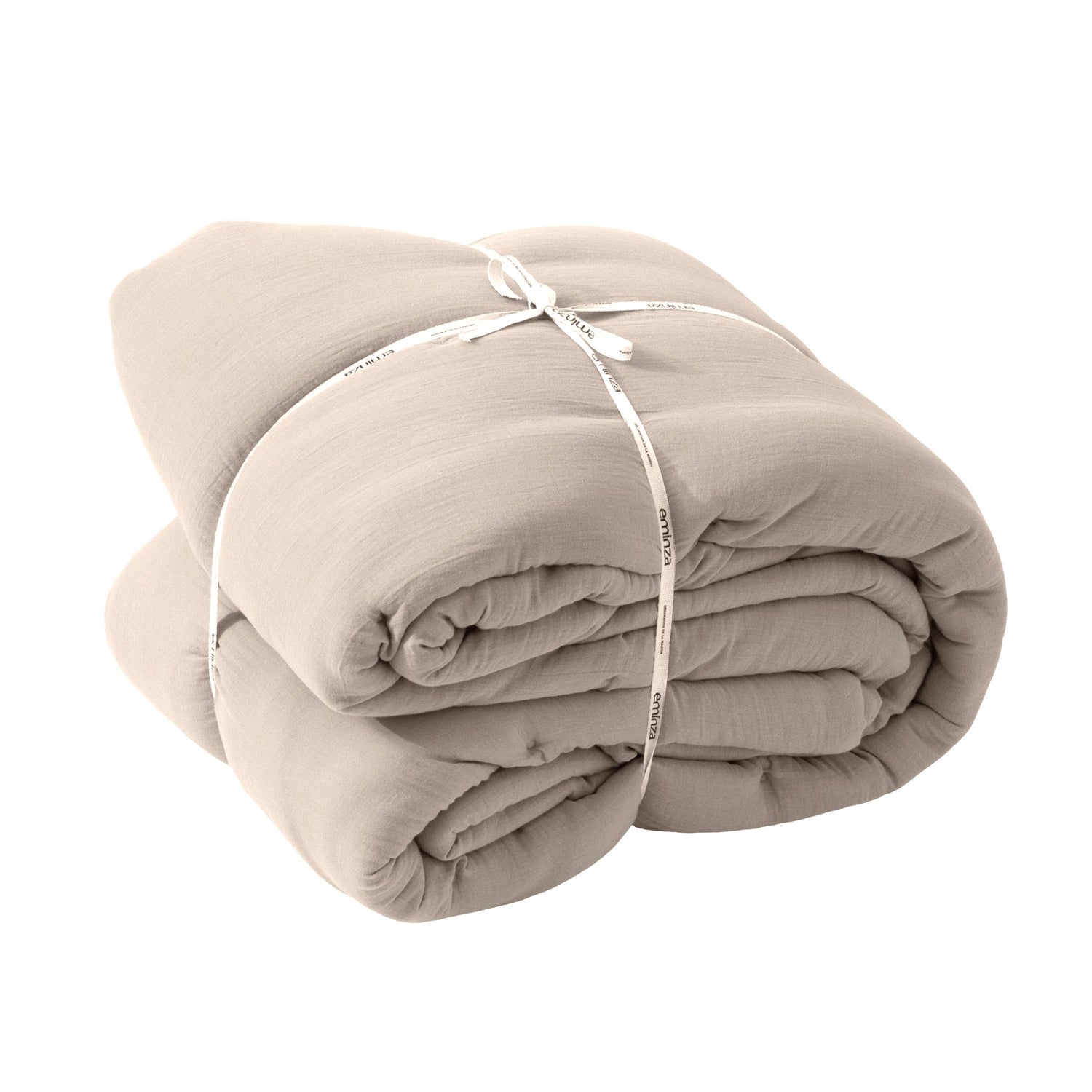 Beige muslin bedspread