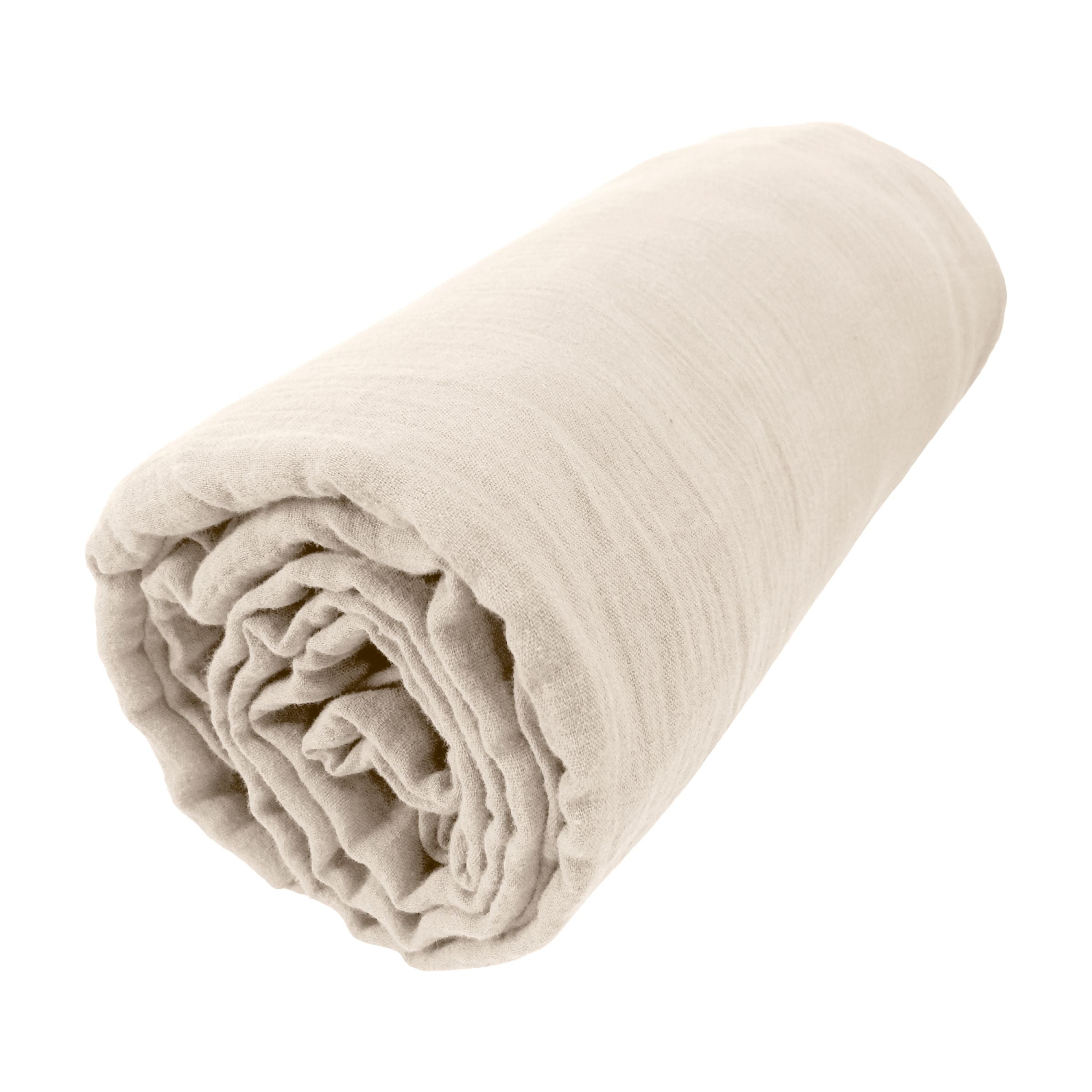 Beige muslin fitted sheet