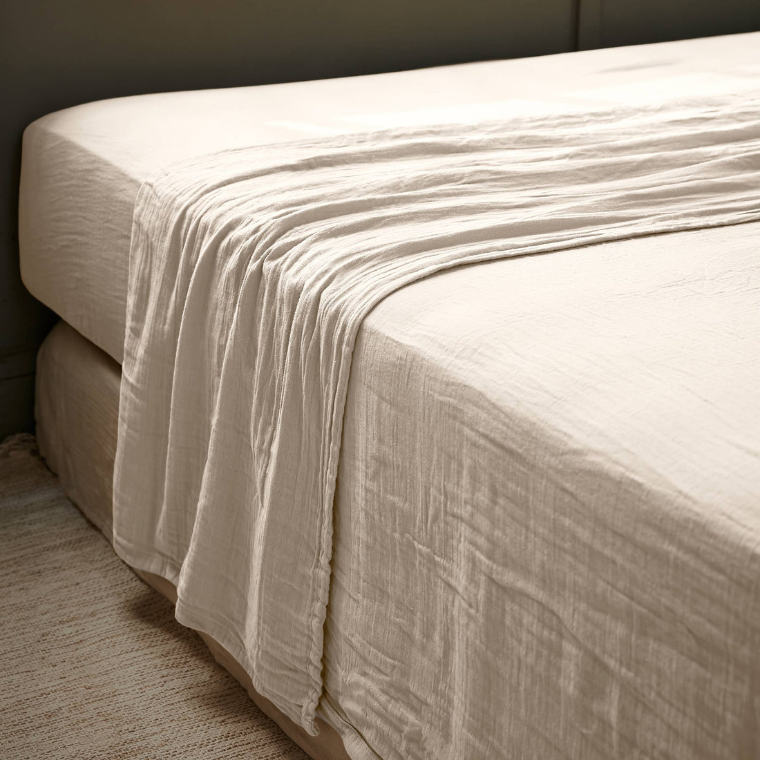 Beige muslin flat sheet