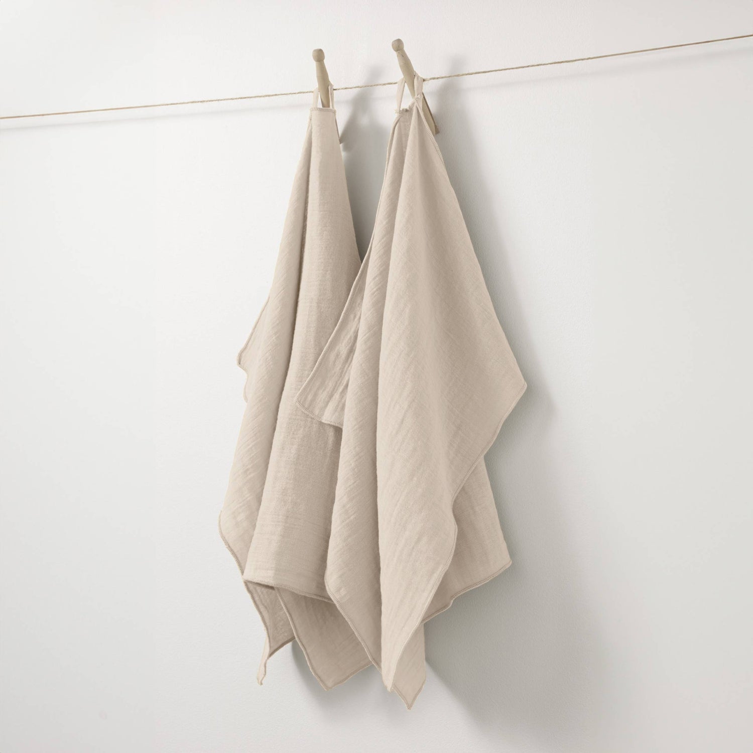 Beige muslin hand towel - set of 2