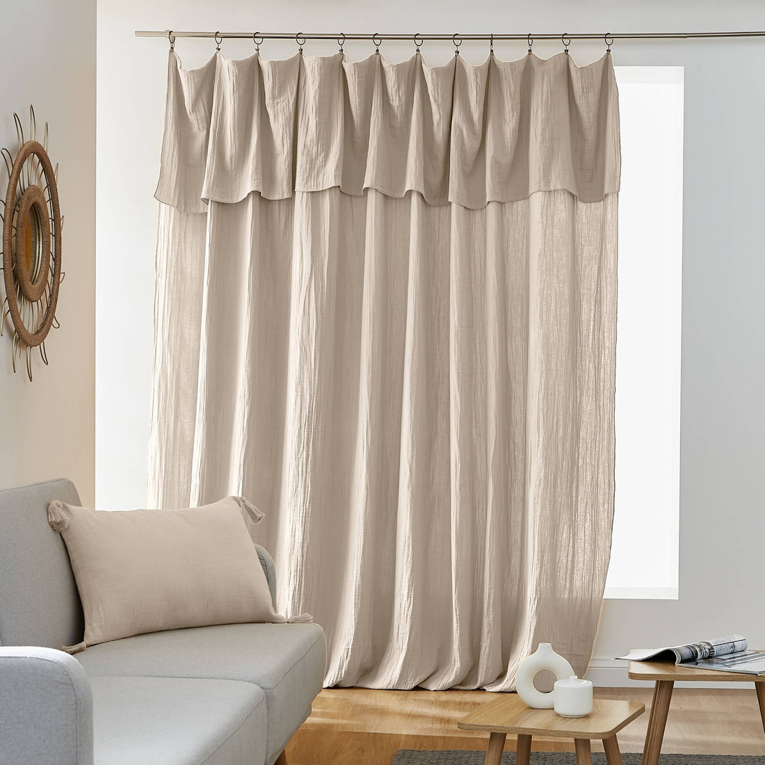 Beige adjustable muslin curtain