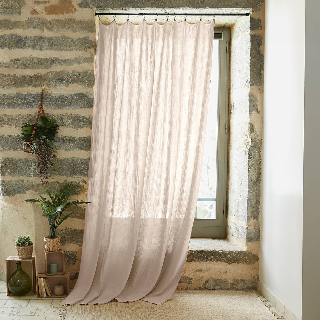 Beige adjustable muslin curtain