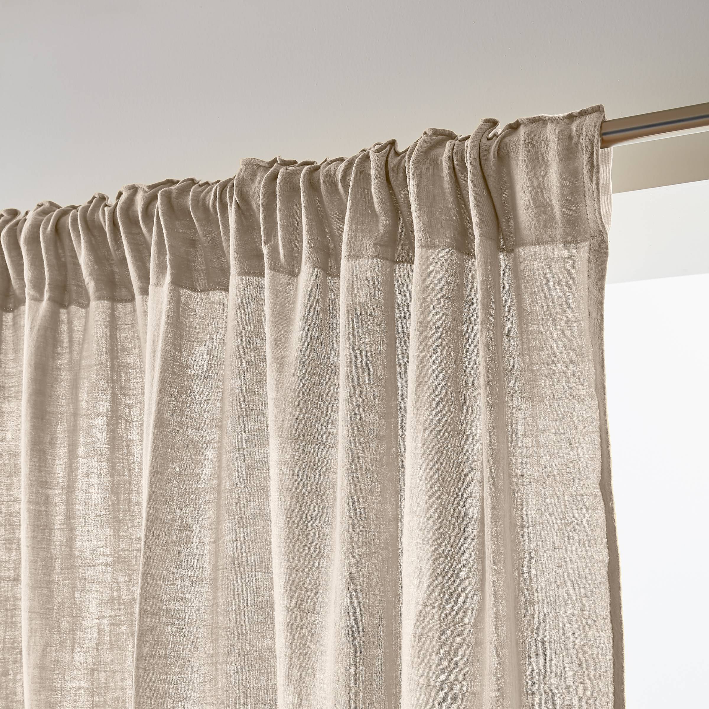 Beige muslin pencil pleat curtain