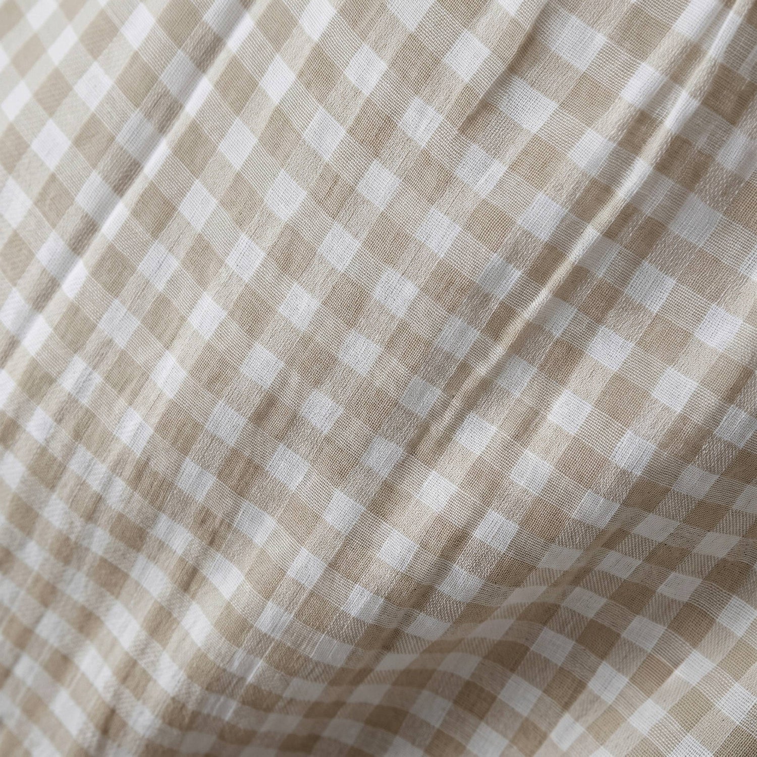 Taupe gingham muslin pencil pleat curtain