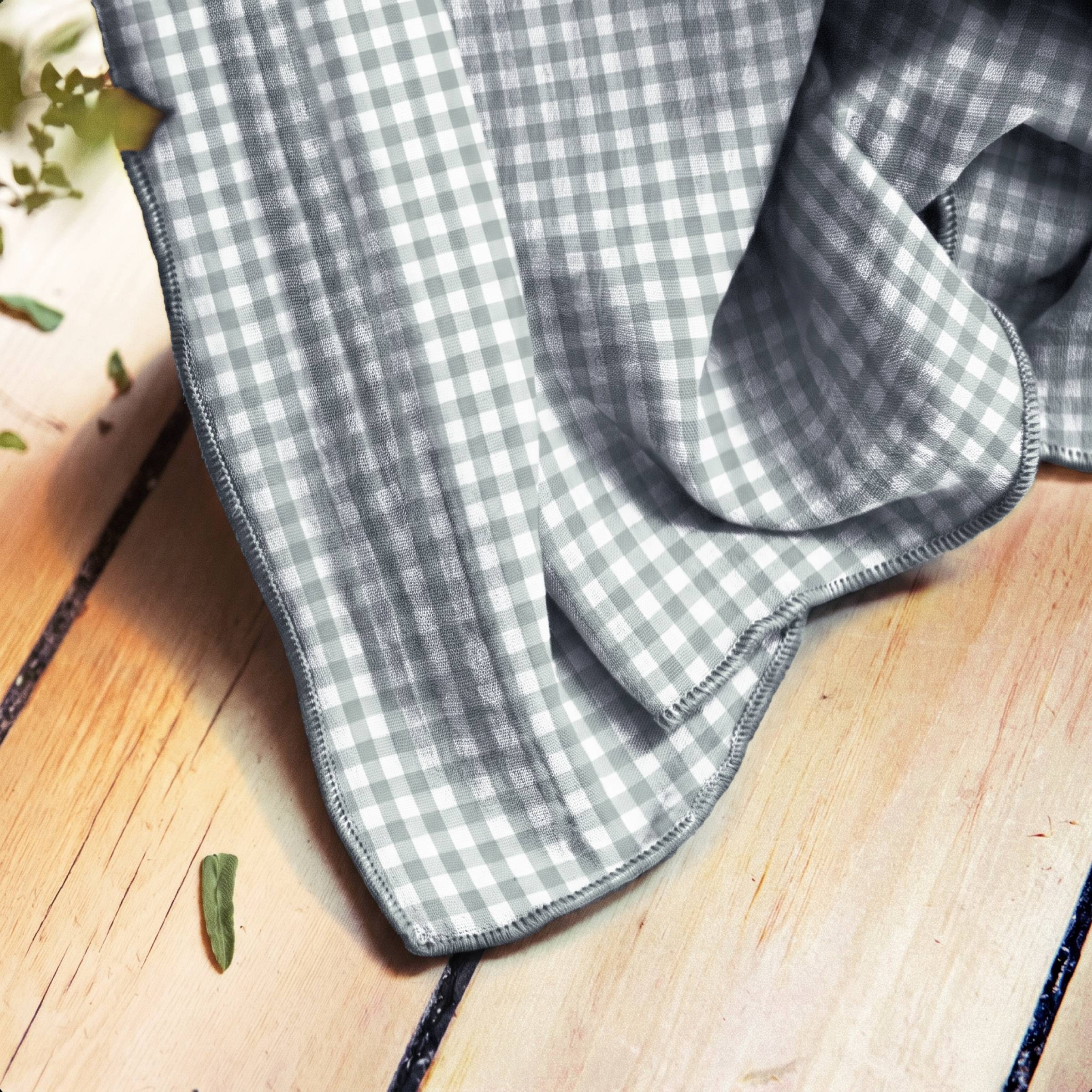 Rosemary green gingham pencil pleat muslin curtain