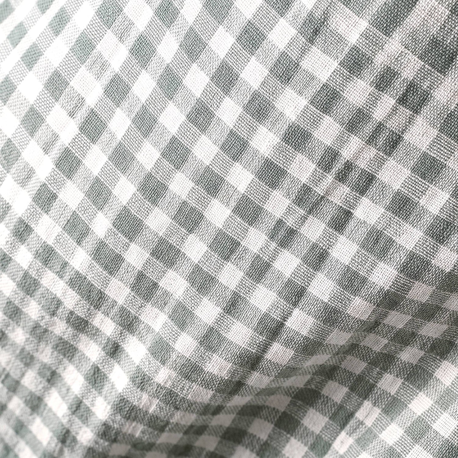 Rosemary green gingham pencil pleat muslin curtain