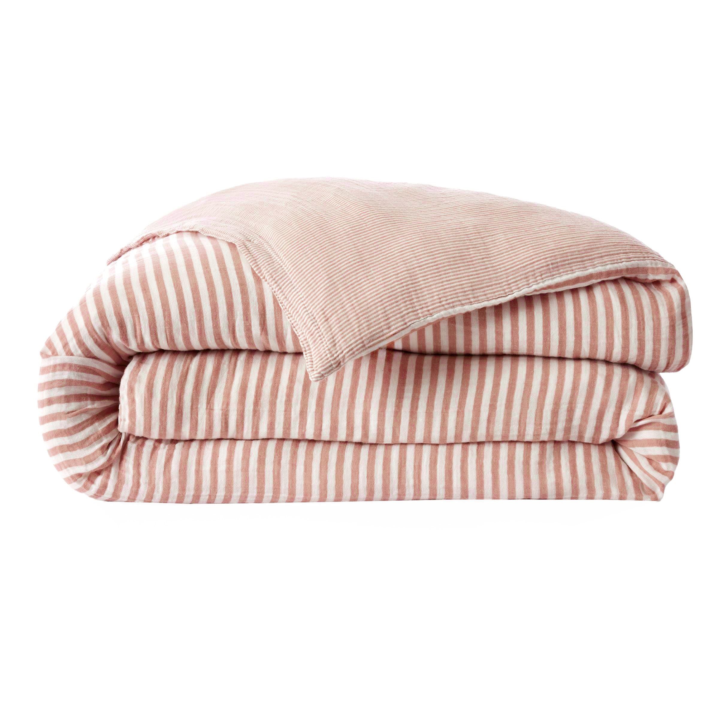 Apricot striped muslin duvet cover