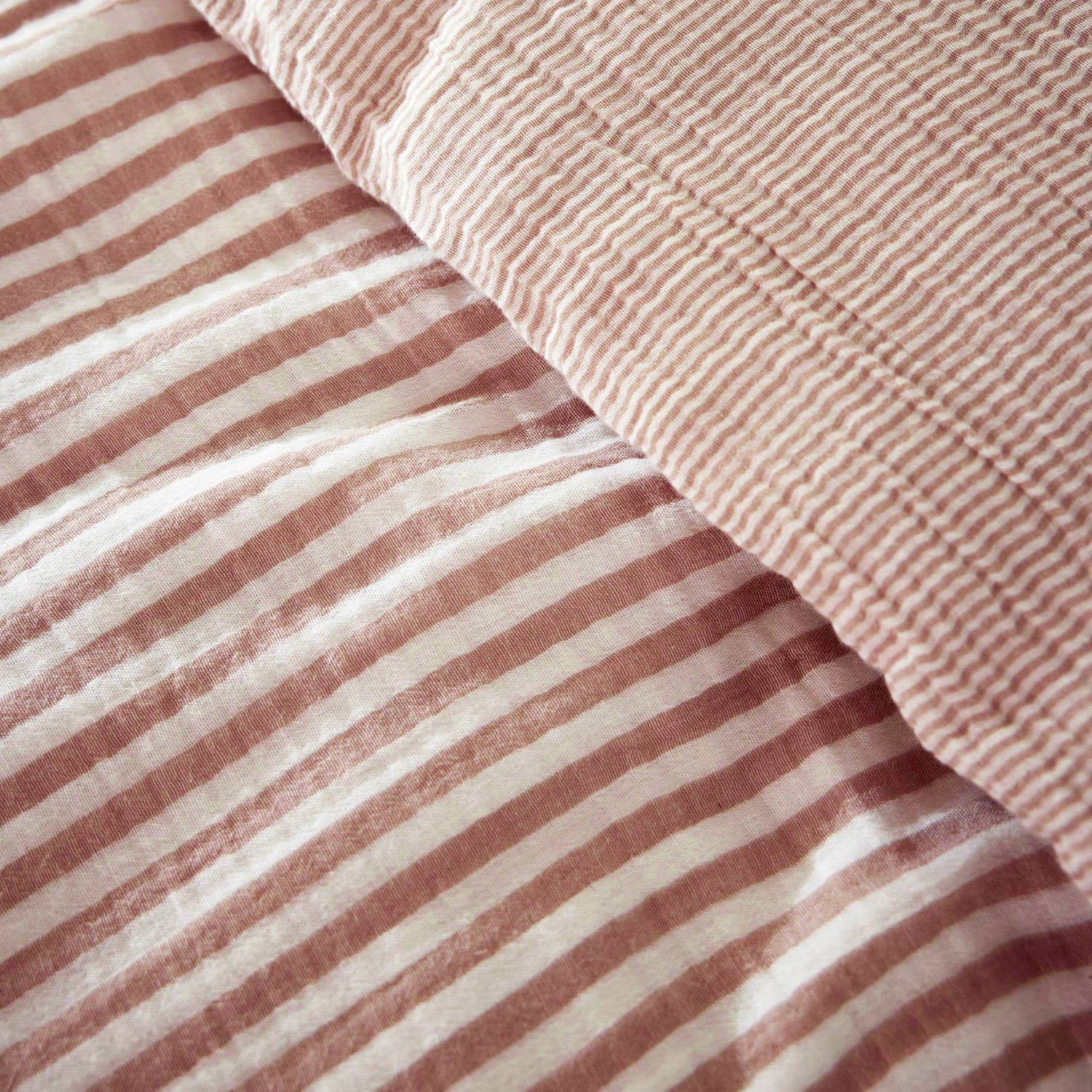 Apricot striped muslin duvet cover