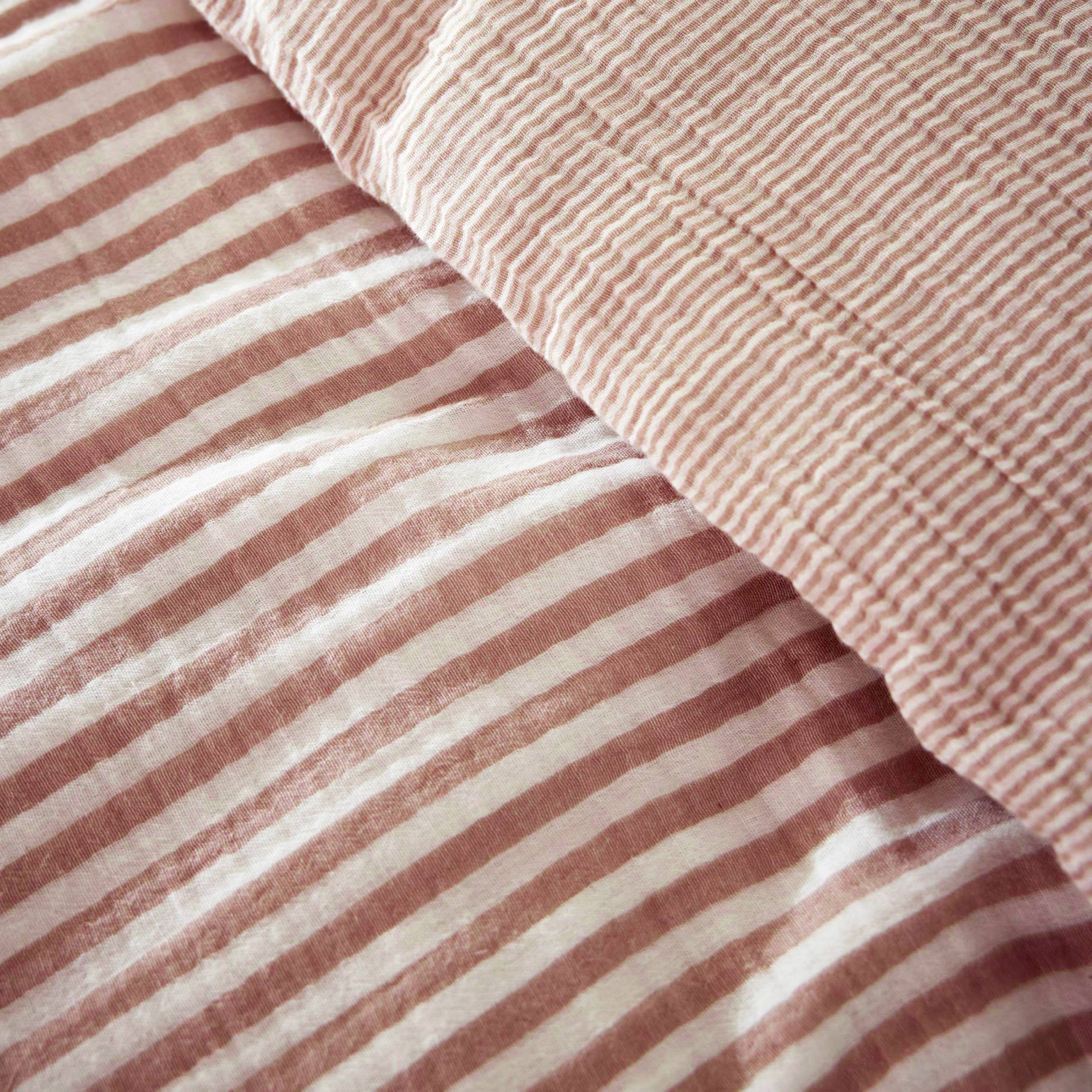 Apricot striped muslin duvet cover