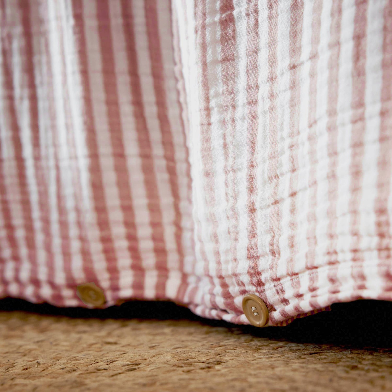 Apricot striped muslin duvet cover