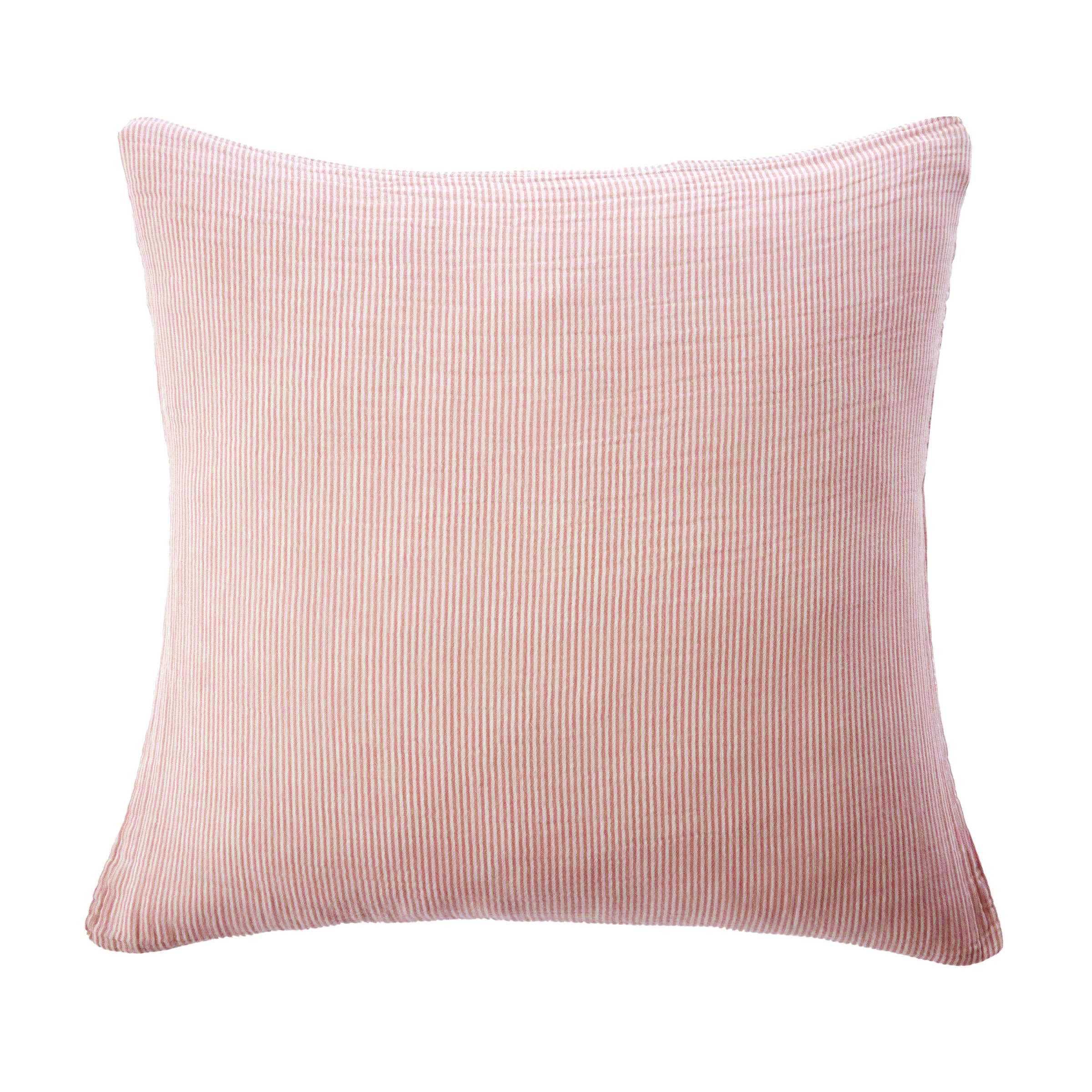 Apricot striped muslin pillowcase