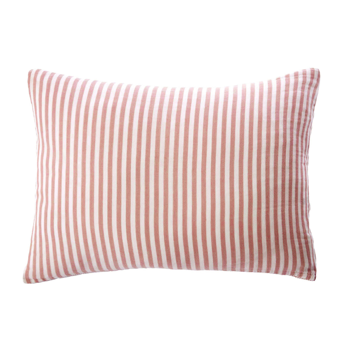 Apricot striped muslin pillowcase