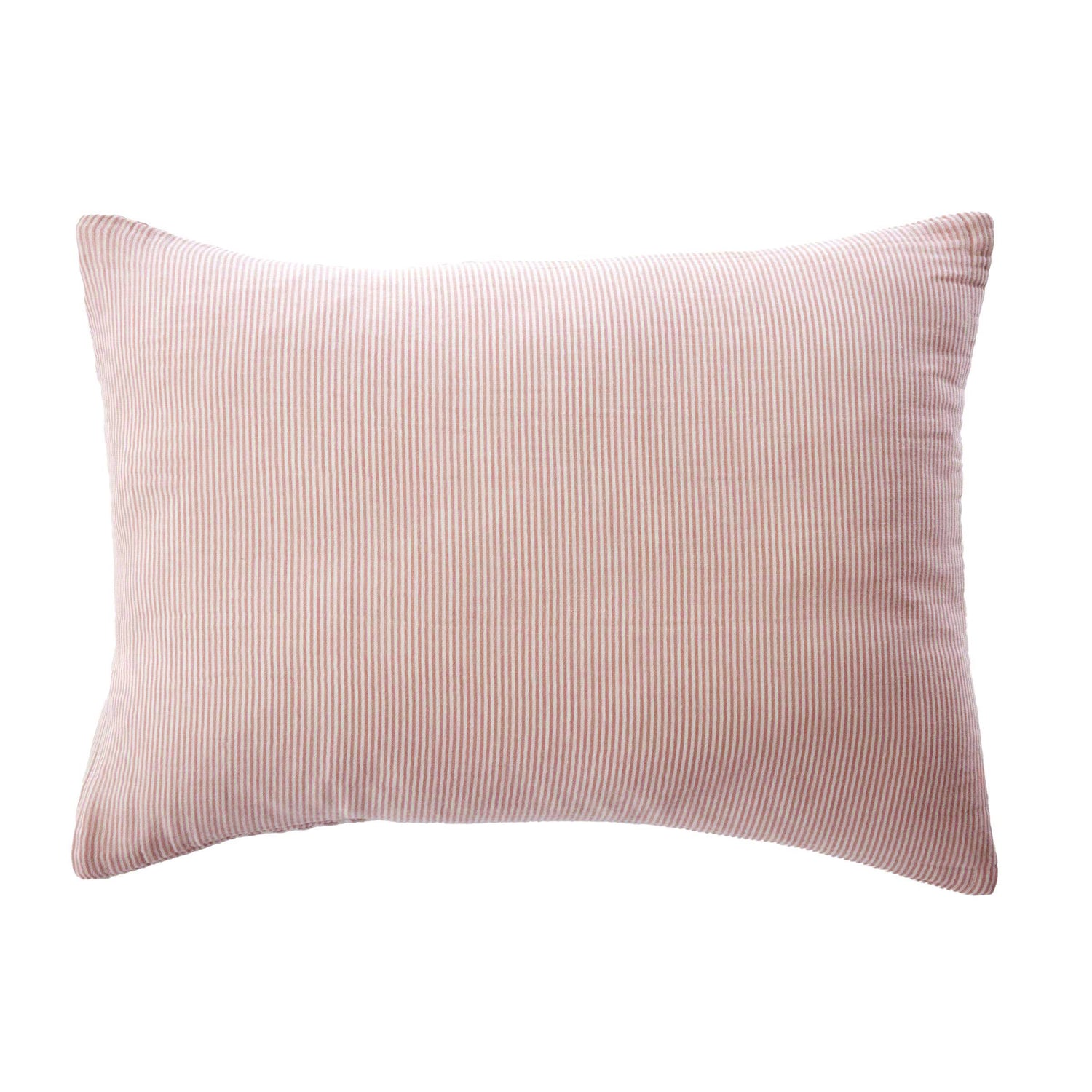 Apricot striped muslin pillowcase