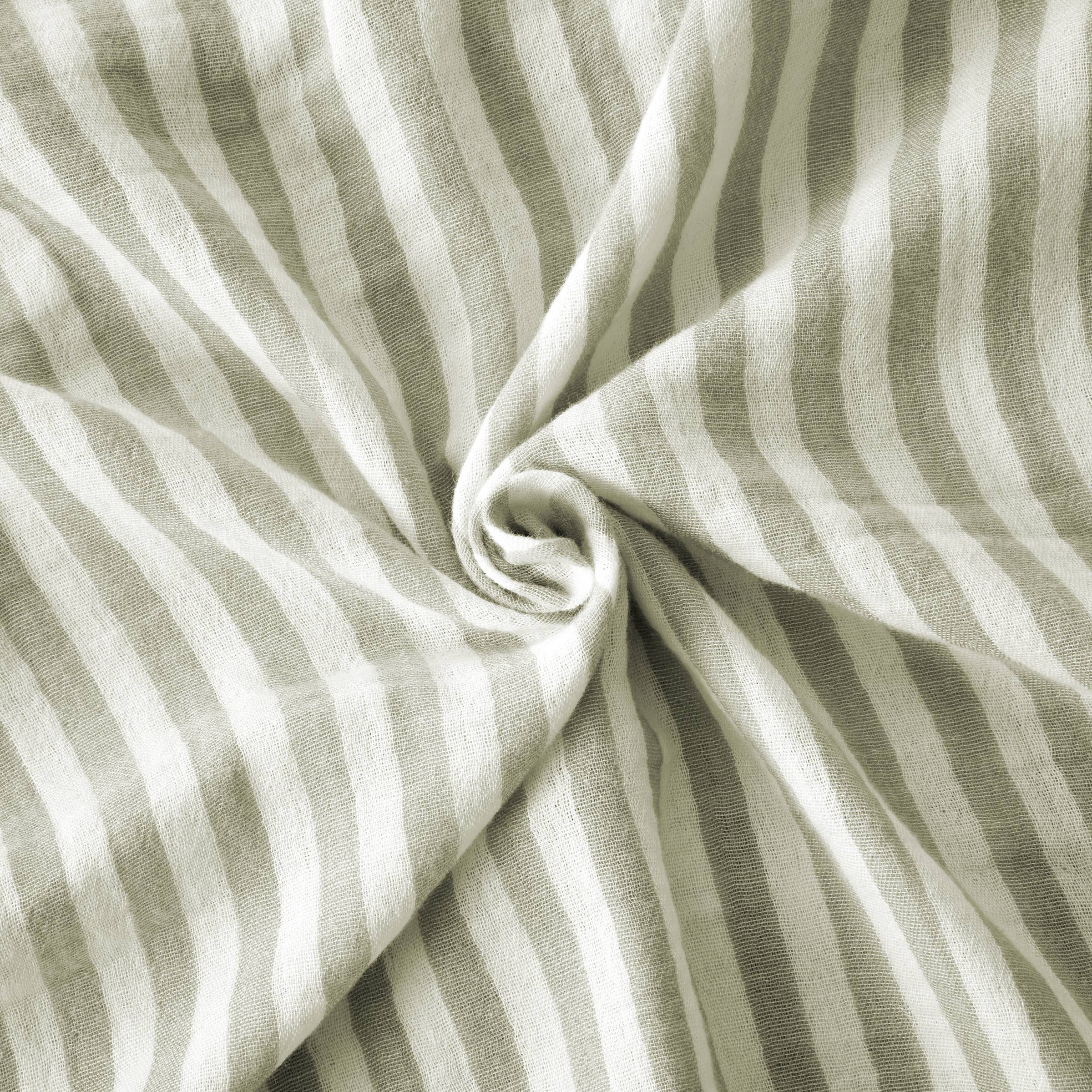 Eucalyptus green striped muslin pillowcase