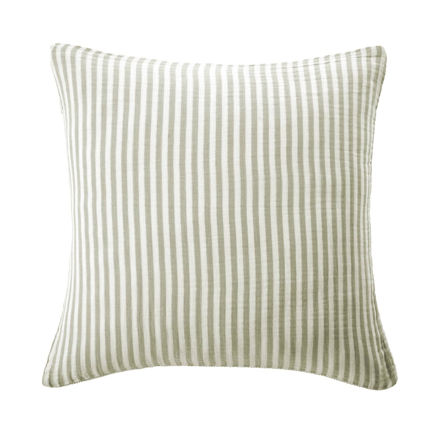 Eucalyptus green striped muslin pillowcase