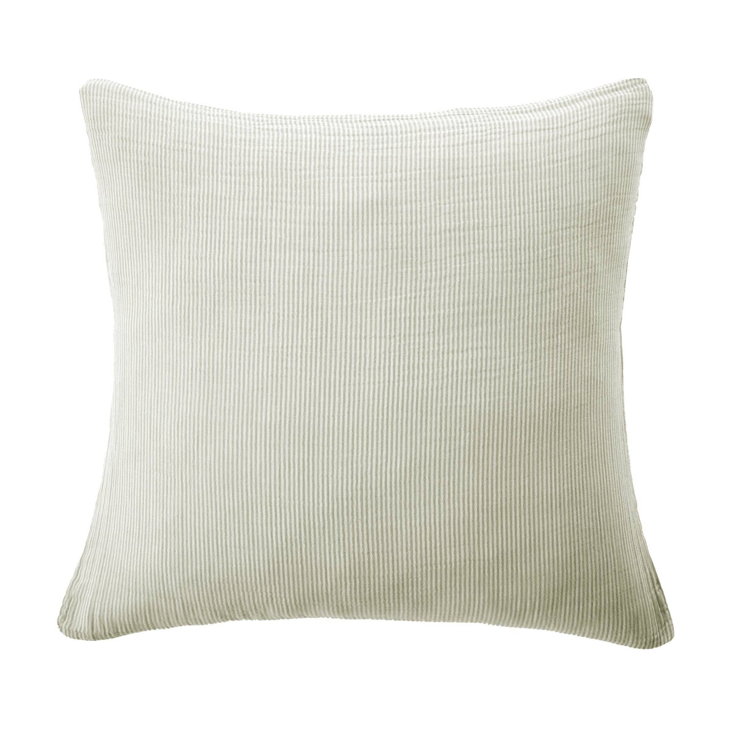 Eucalyptus green striped muslin pillowcase