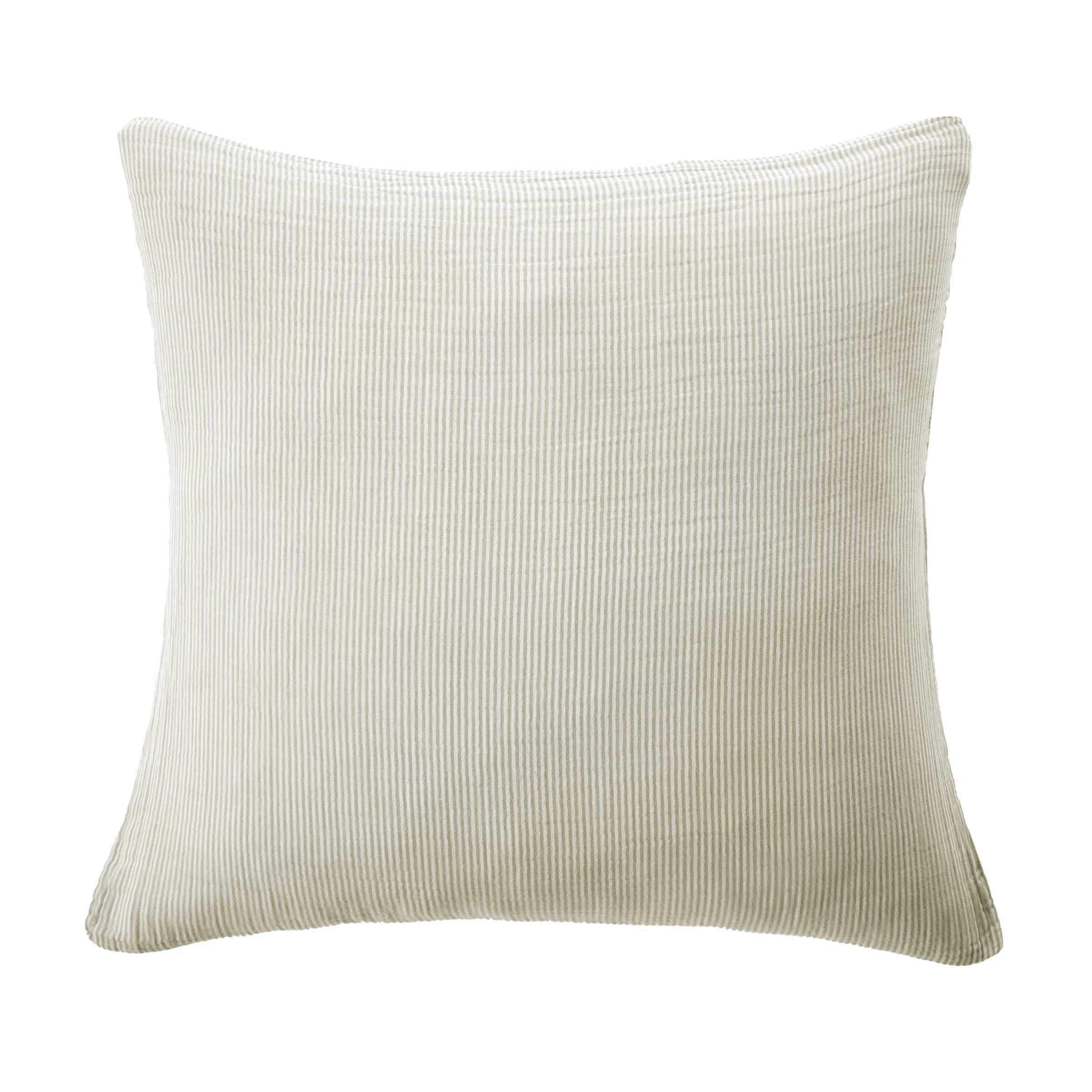 Eucalyptus green striped muslin pillowcase