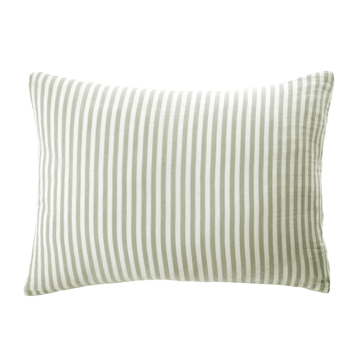 Eucalyptus green striped muslin pillowcase