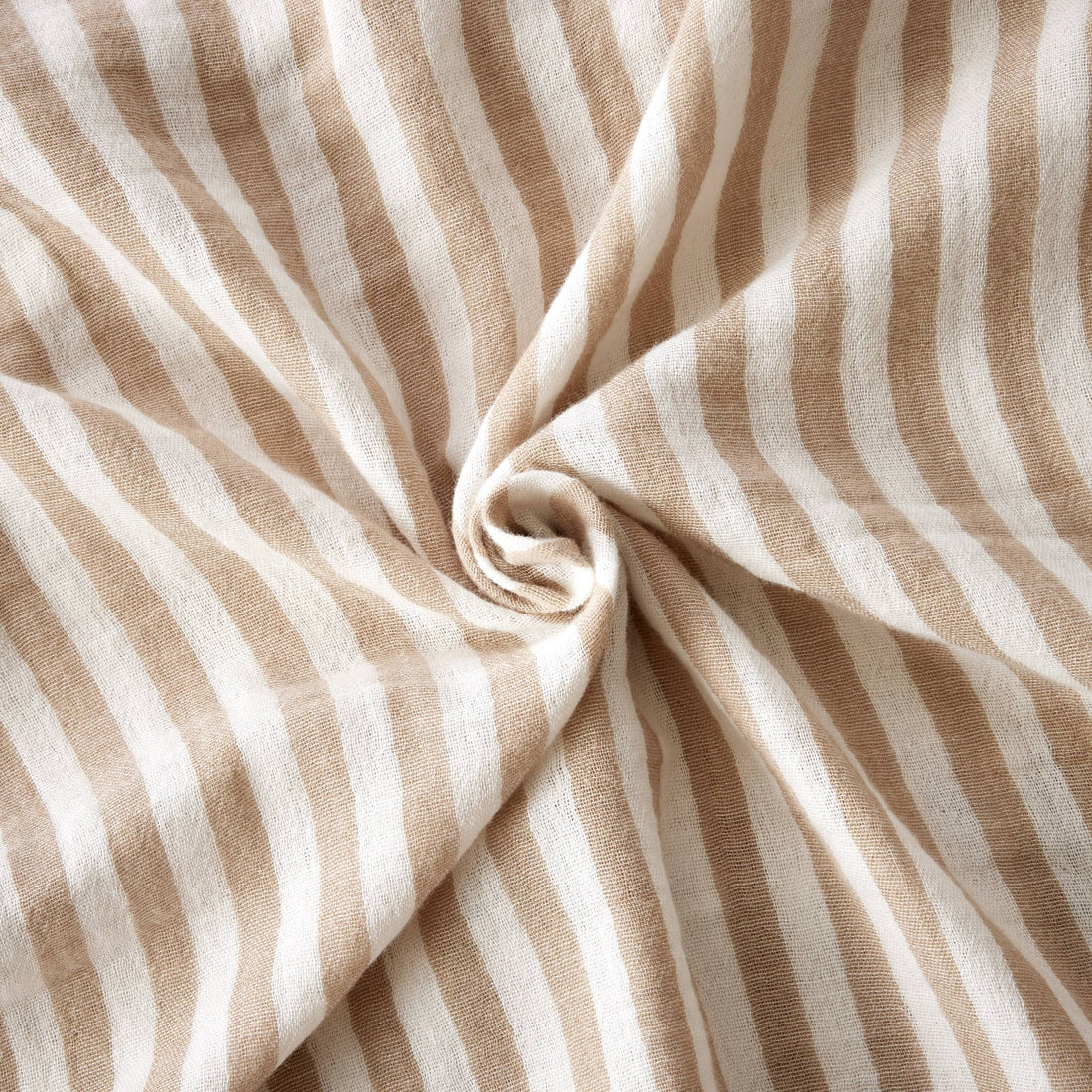 Taupe striped adjustable muslin curtain