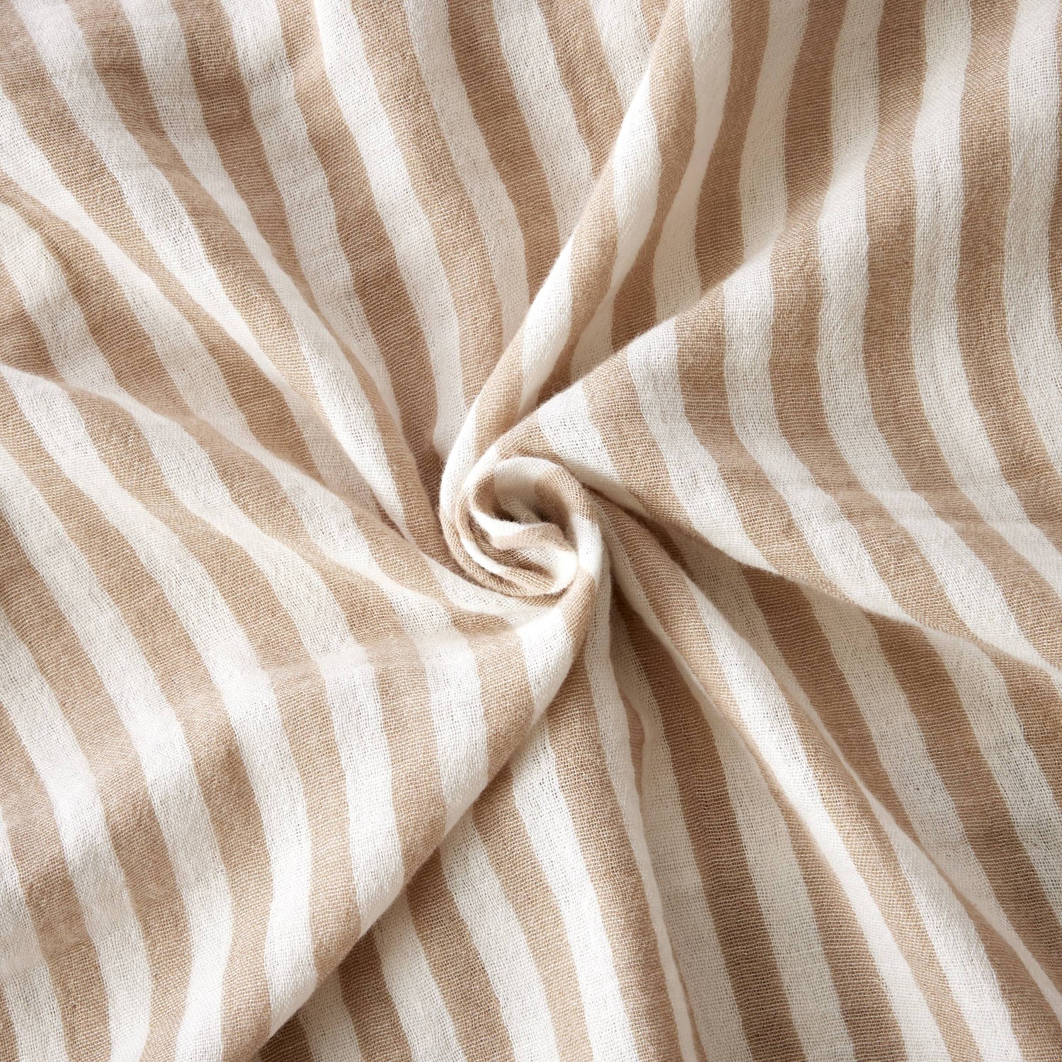 Taupe striped adjustable muslin curtain
