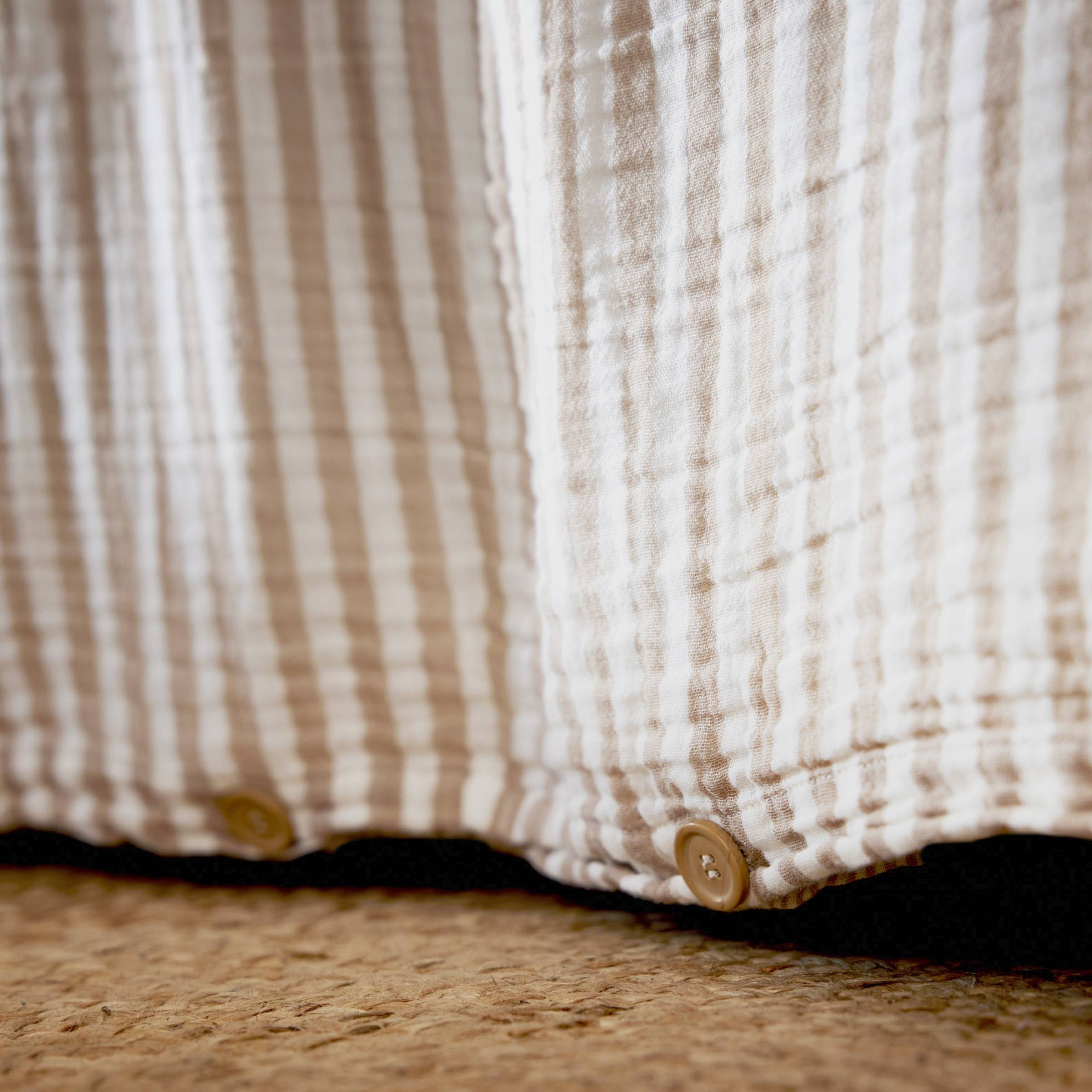Taupe striped muslin duvet cover
