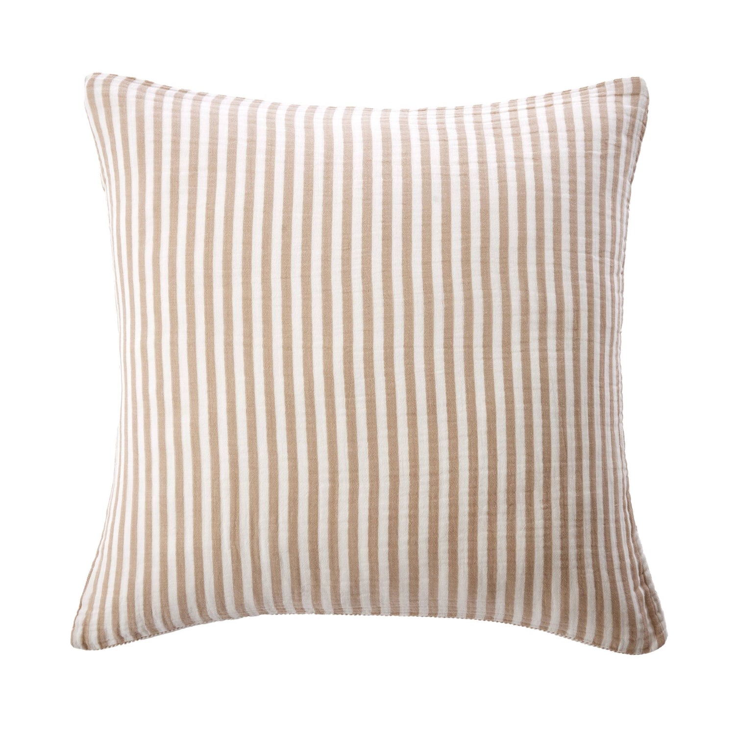 Taupe striped muslin pillowcase