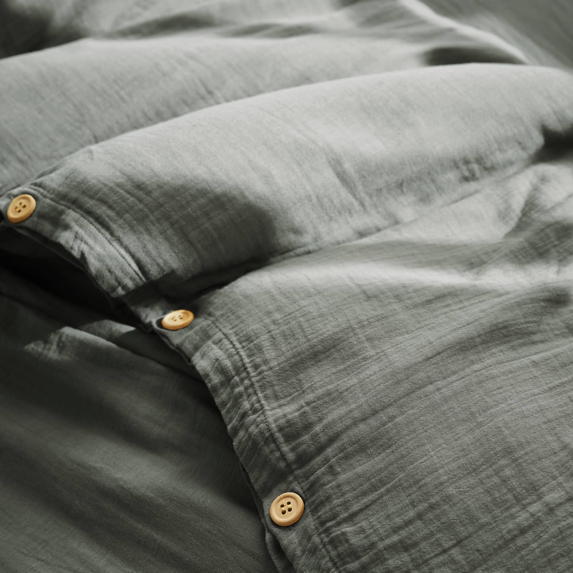 Rosemary green muslin duvet cover