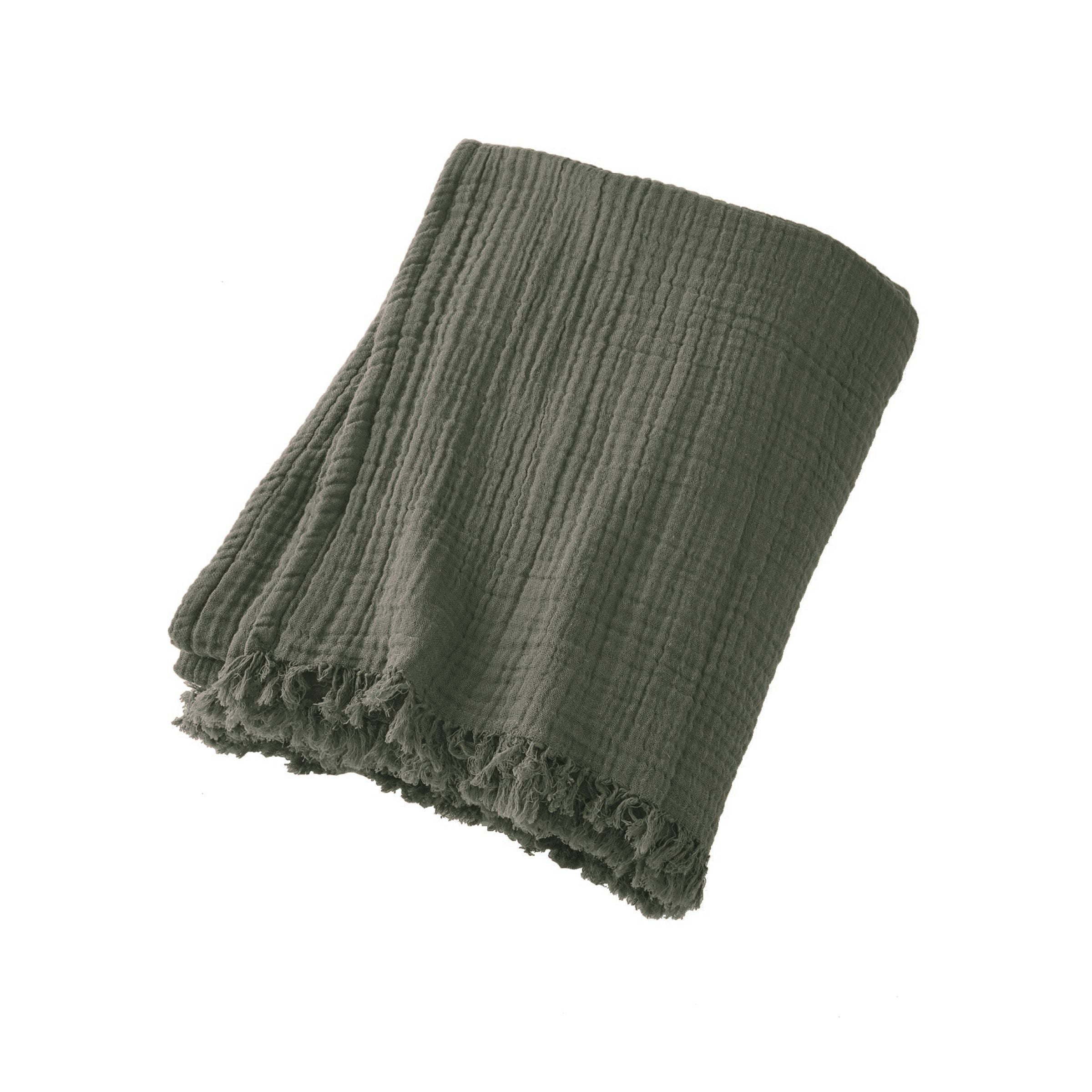 Rosemary green muslin throw
